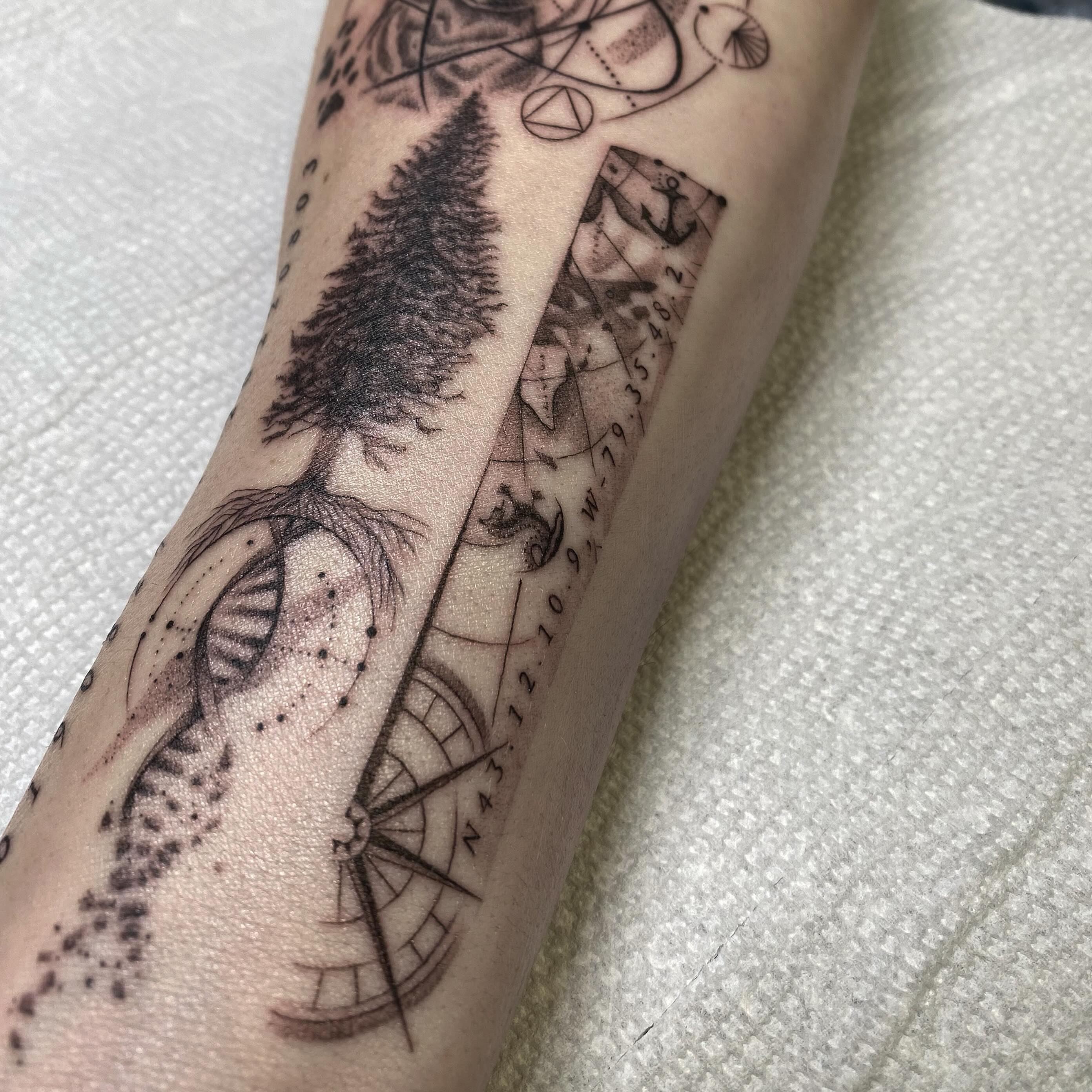 Tattoo by @jayinkytattz β dotwork, geometric