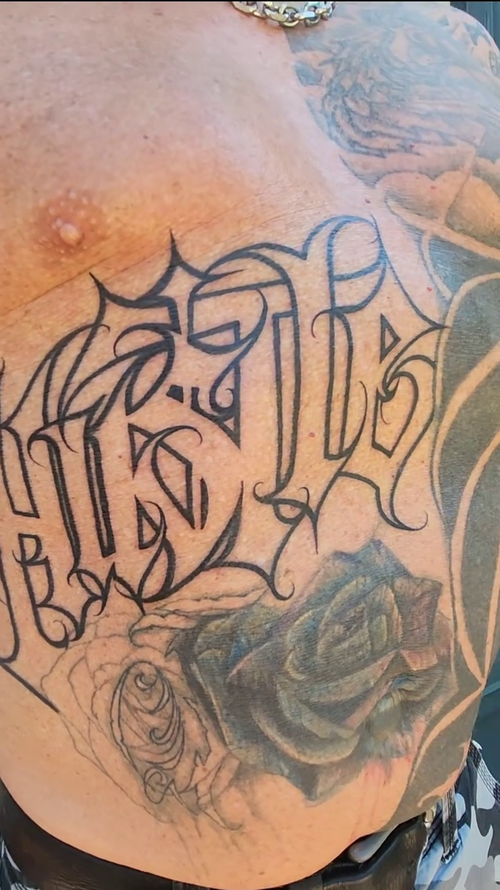 Script and rose Chicano tattoo by mr.scriptkeeper
