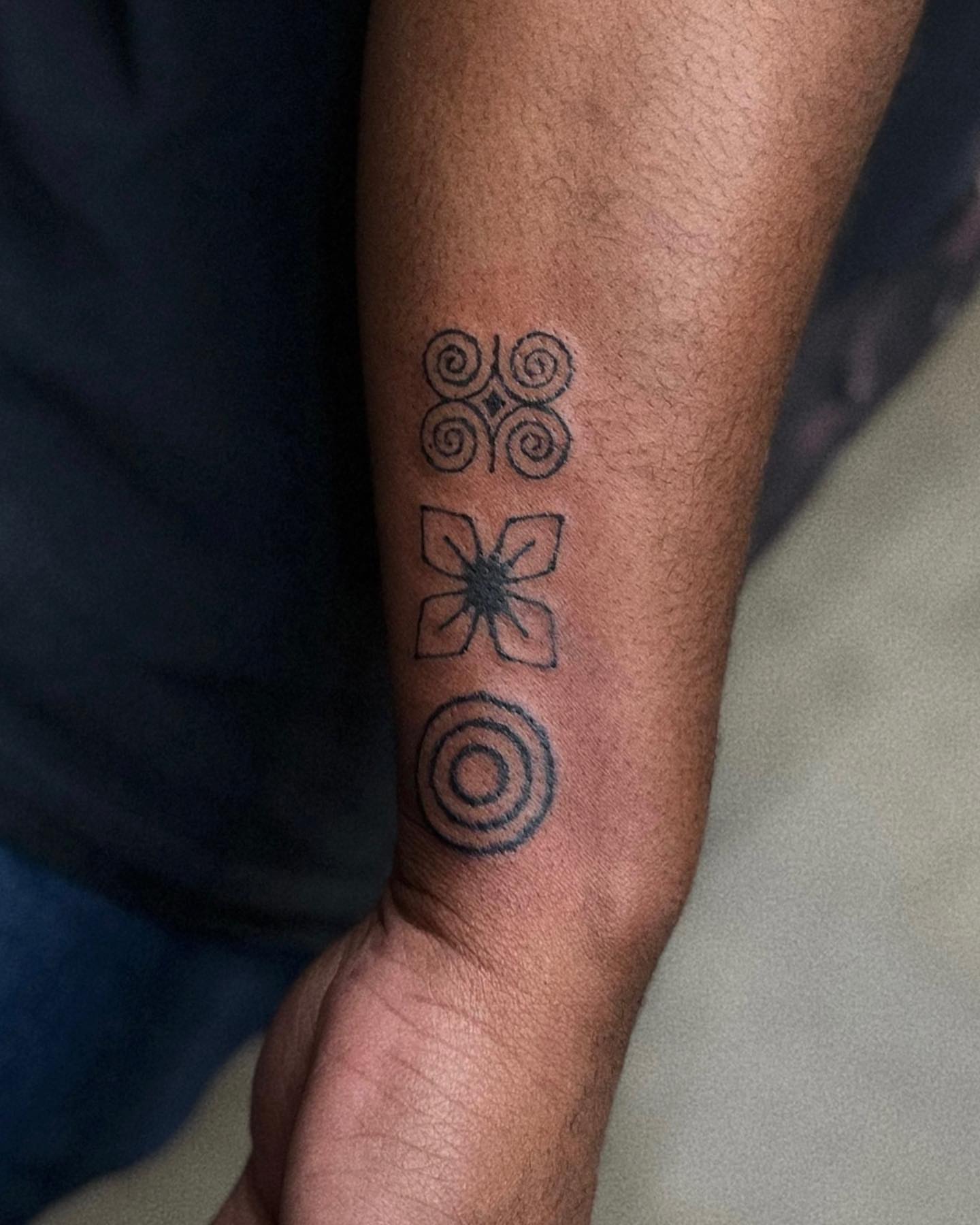 Geometric symbols geometric tattoo on the forearm by San Kang