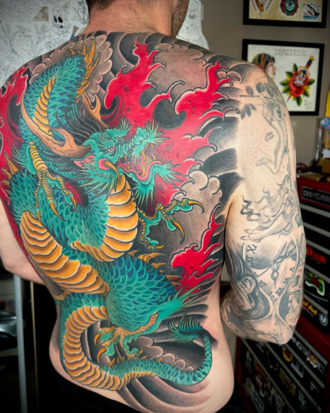 Tattoo by @derekcillaartwork — japanese_irezumi, black_and_grey