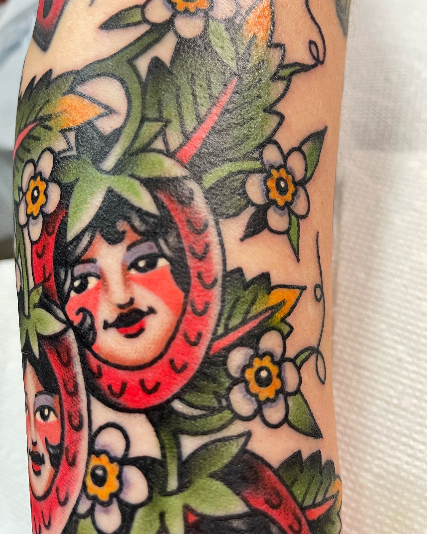 Woman with snake American traditional tattoo on the forearm by derrick b. π² Modern Traditional Tattoo