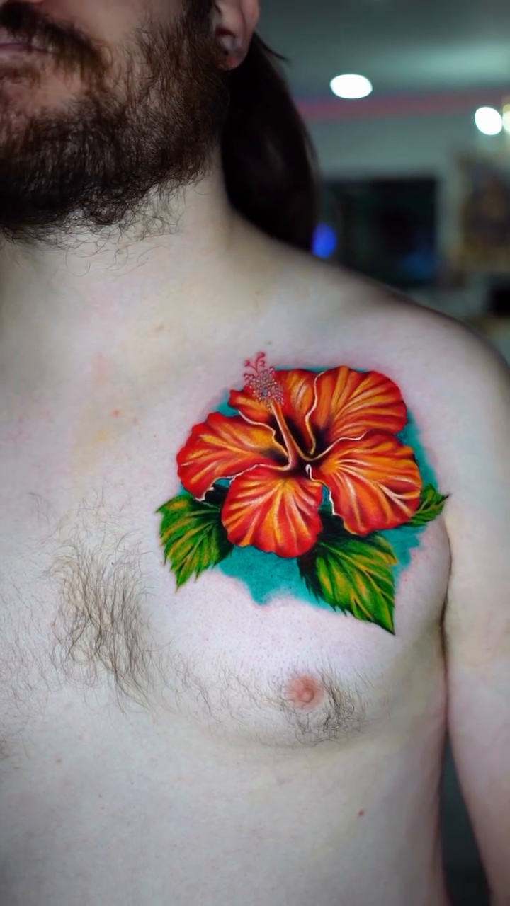 Hibiscus flower realism tattoo by Charlotte Tattoo Artist