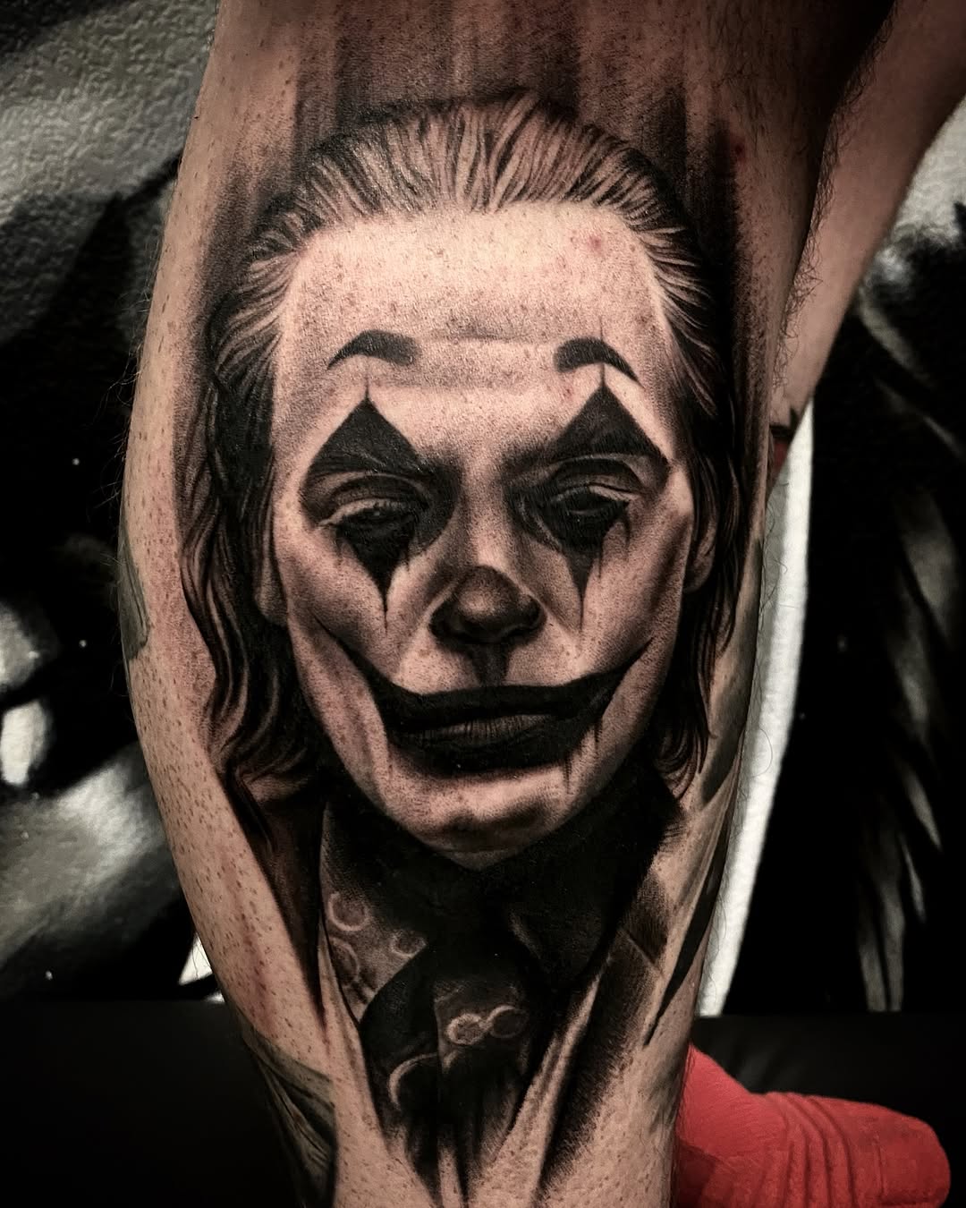 Joker portrait realism tattoo on the forearm by Las Vegas tattoo Artist