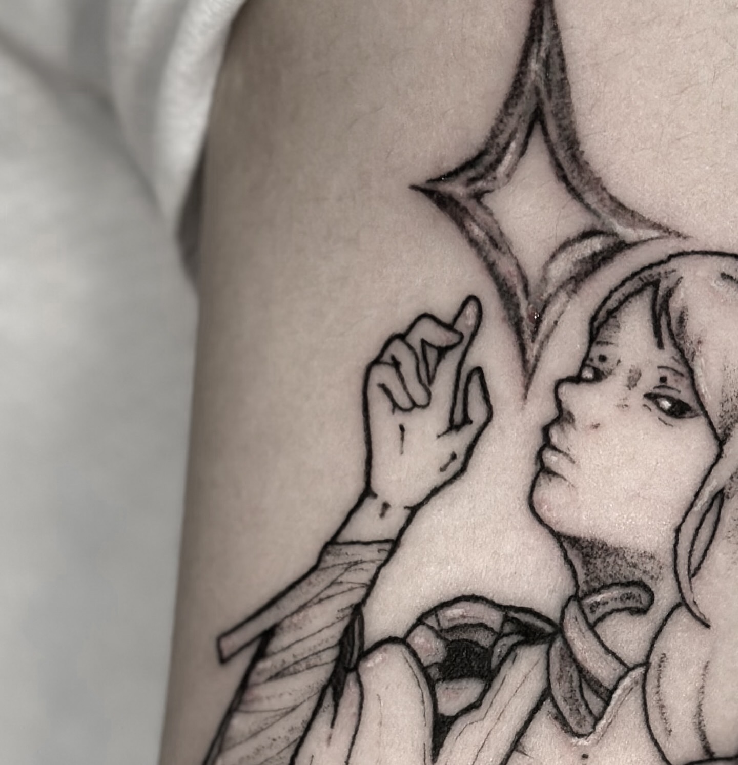 Tattoo by @kuropink_tattoo — black_and_grey