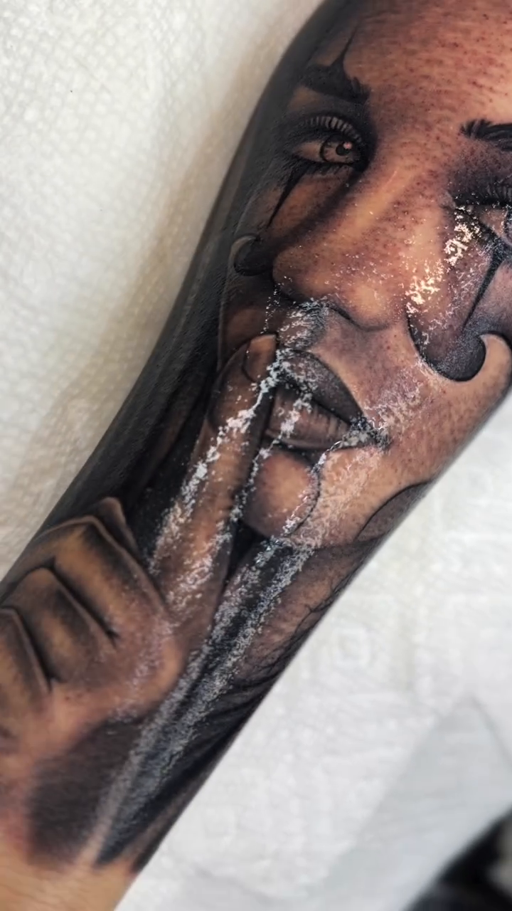 Woman's face realism tattoo by Joseph Alvarado