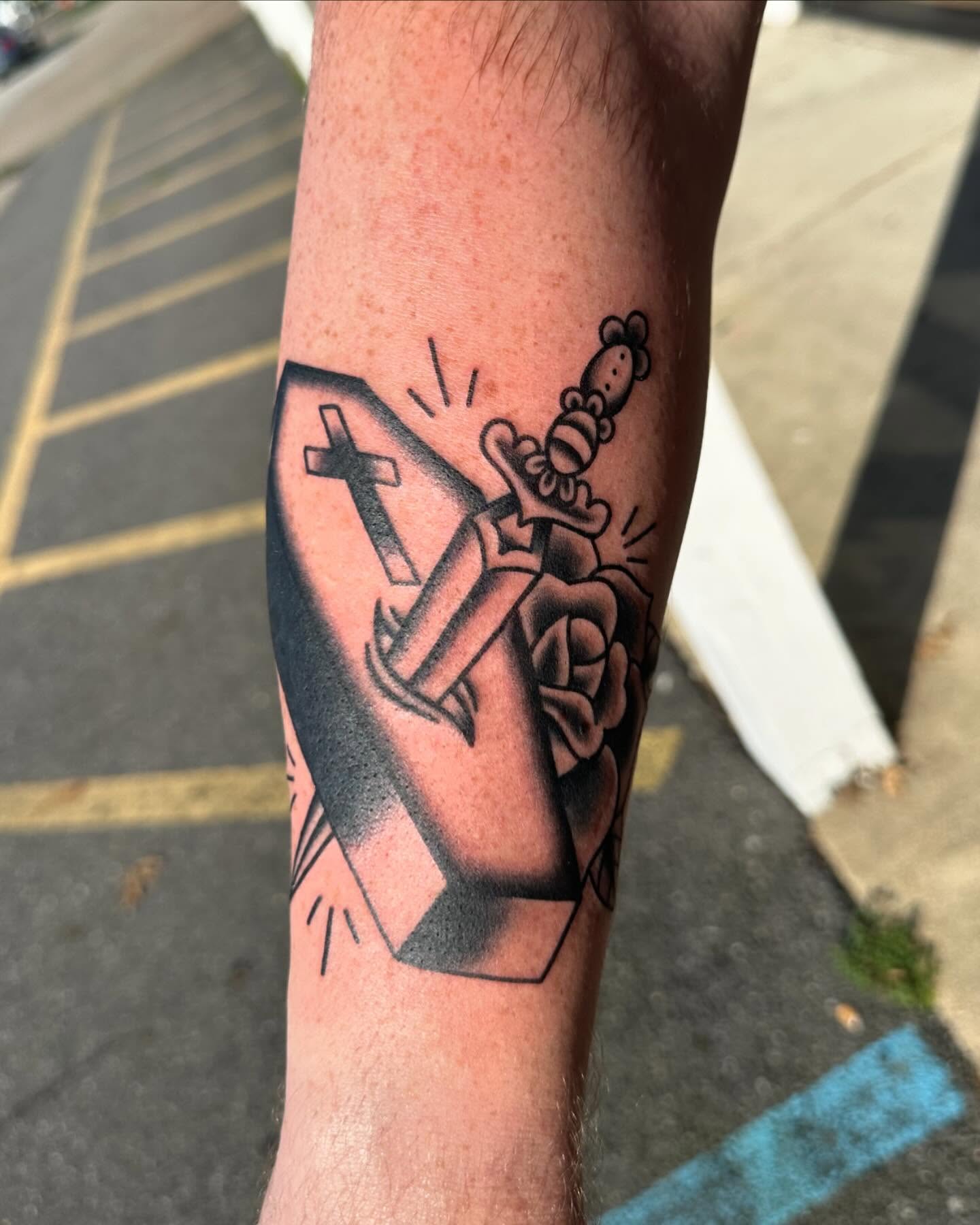 Tattoo by @juniper_oshea — american_traditional, black_and_grey