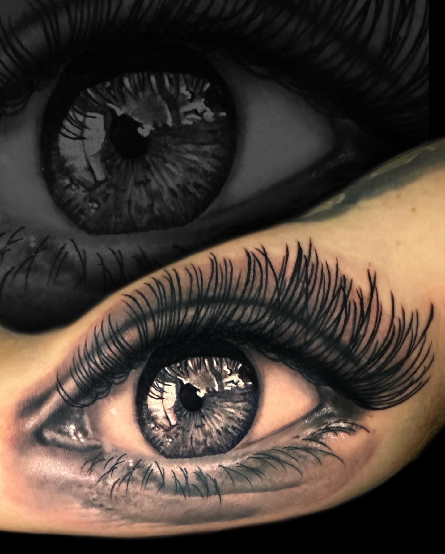 Eye realism tattoo on the forearm by Mike Shultz