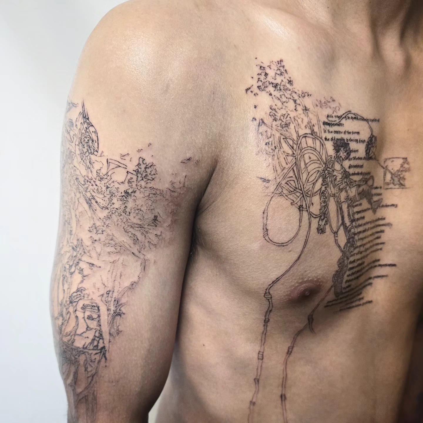 Forest scene realism tattoo on the chest by Branded ꪉꪗ Brandon ∴ b.liew ∴ Tattoo ∴ NYC