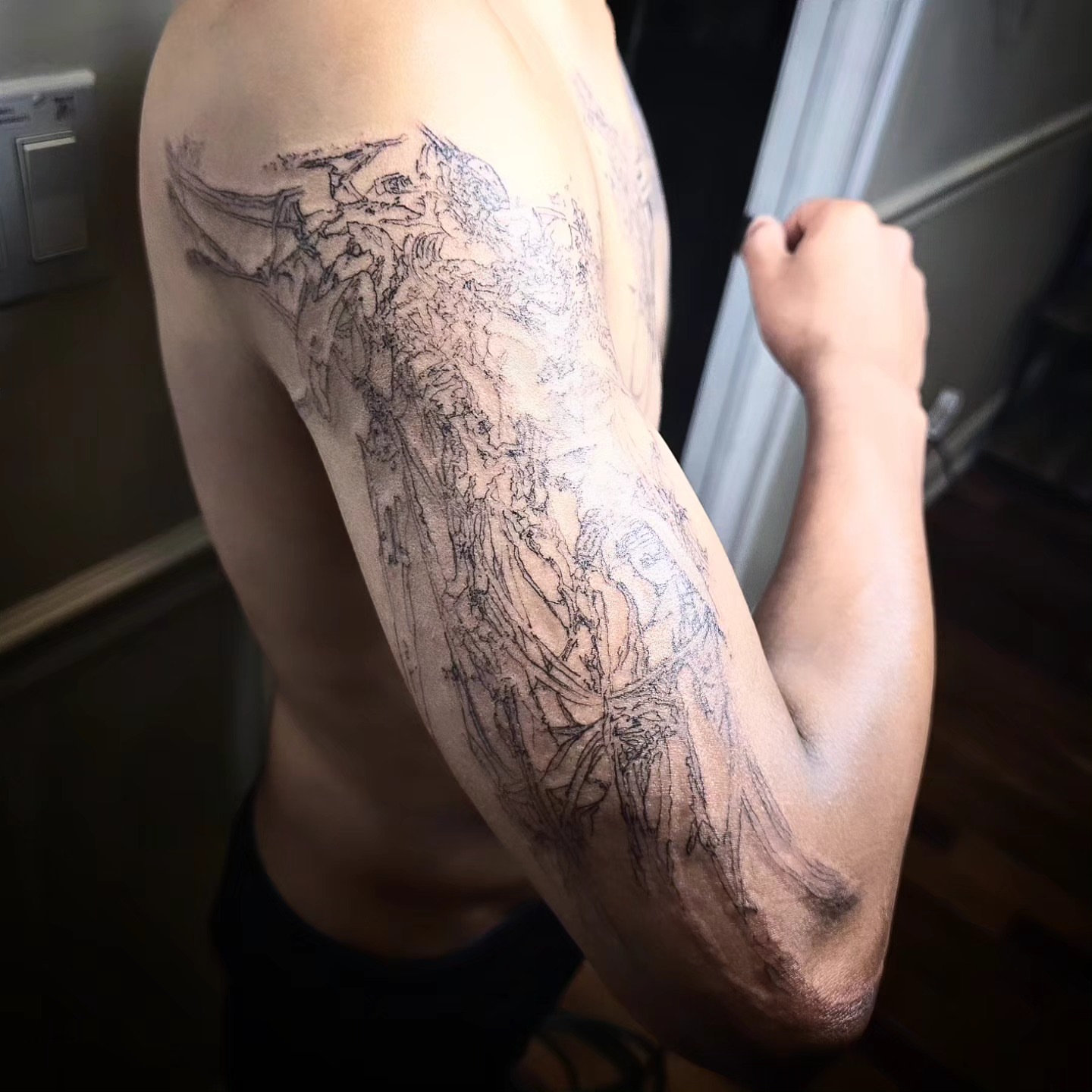 Abstract design dotwork tattoo on the forearm by Branded ꪉꪗ Brandon ∴ b.liew ∴ Tattoo ∴ NYC
