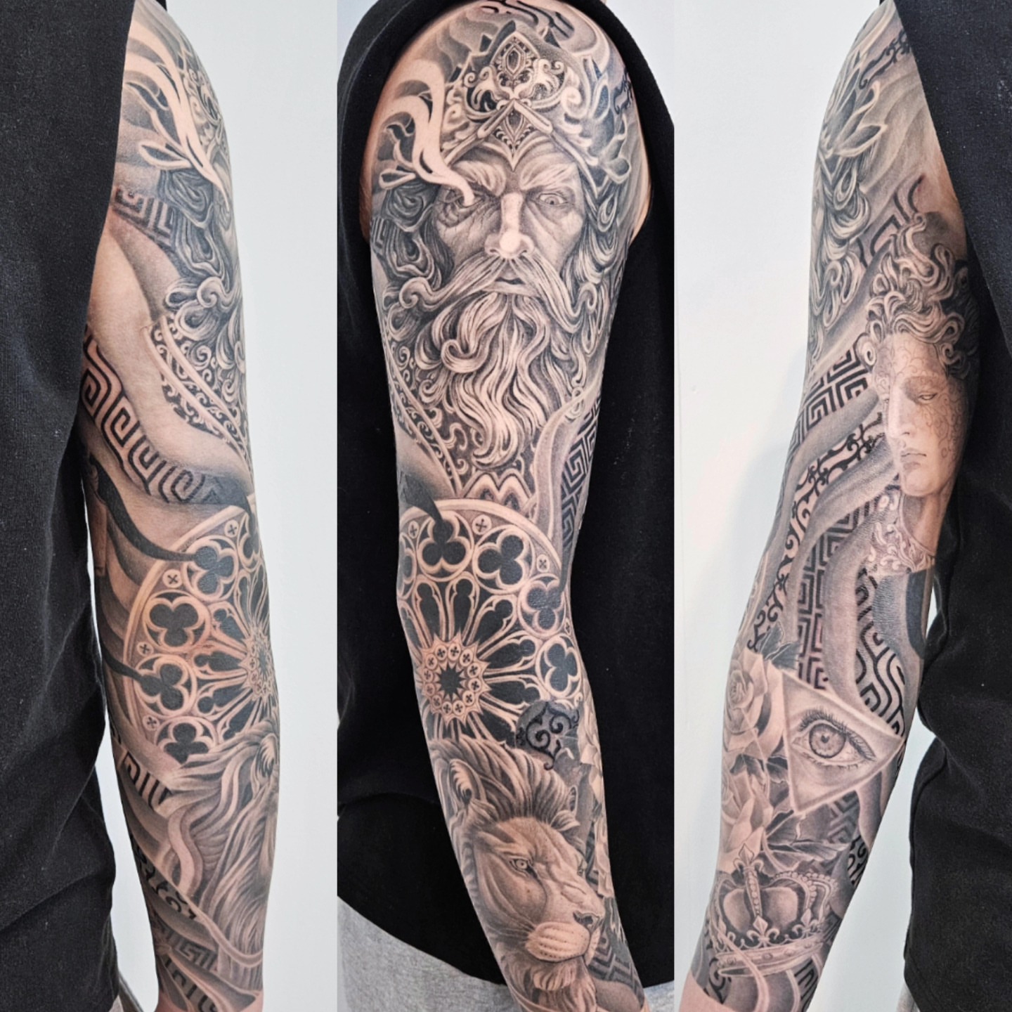 Ancient god realism tattoo on the forearm by Tattooer Hermin 허민