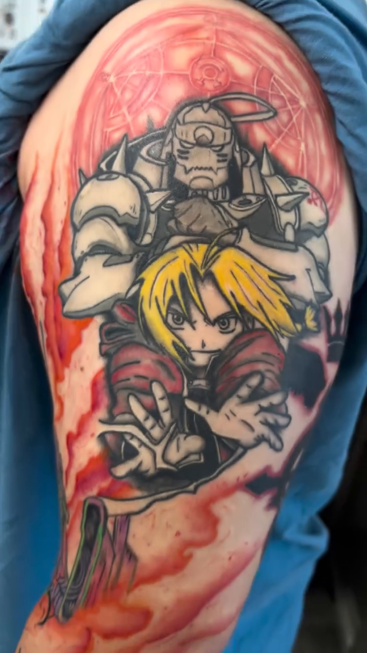 Fullmetal Alchemist characters anime tattoo by Ryan Walker