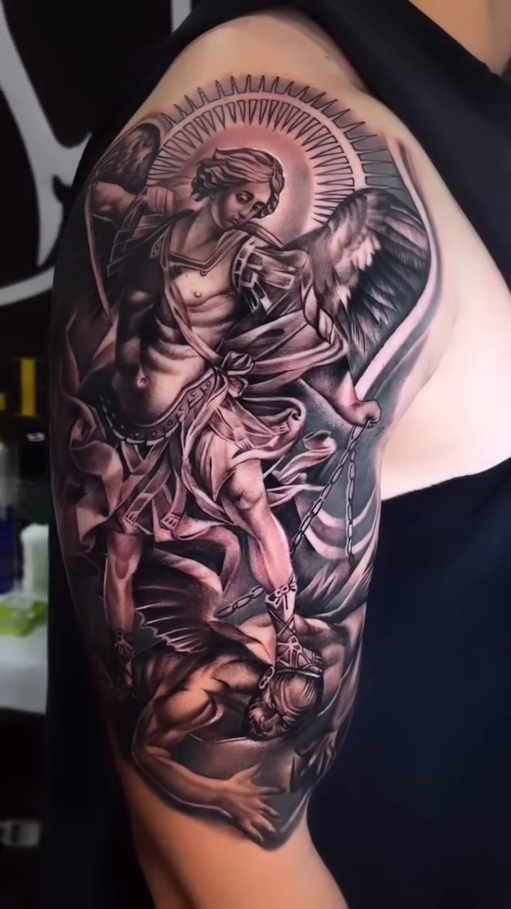 Tattoo by @stheve_blessed — realism, black_and_grey