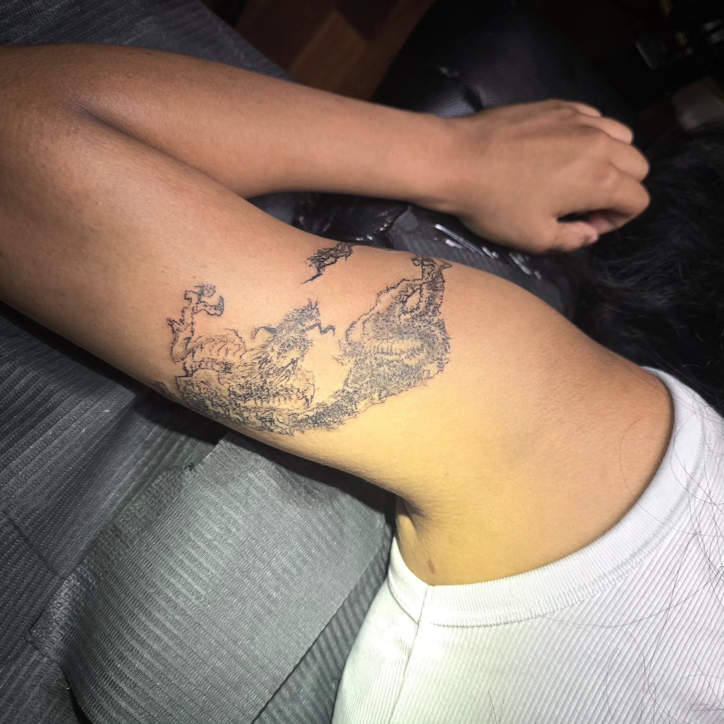 Dragon dotwork tattoo on the forearm by Branded ꪉꪗ Brandon ∴ b.liew ∴ Tattoo ∴ NYC