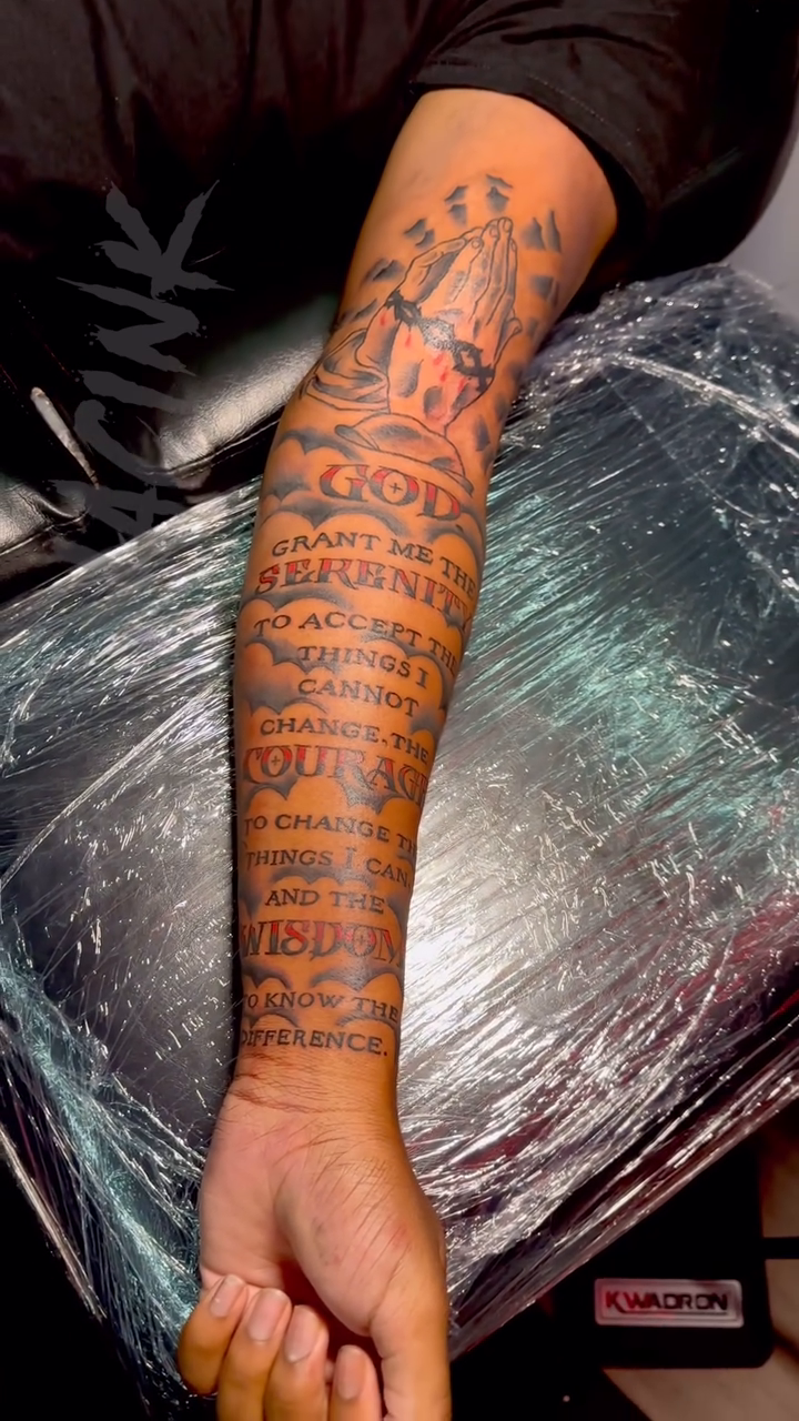 Tattoo by @macink__ — lettering_script, black_and_grey