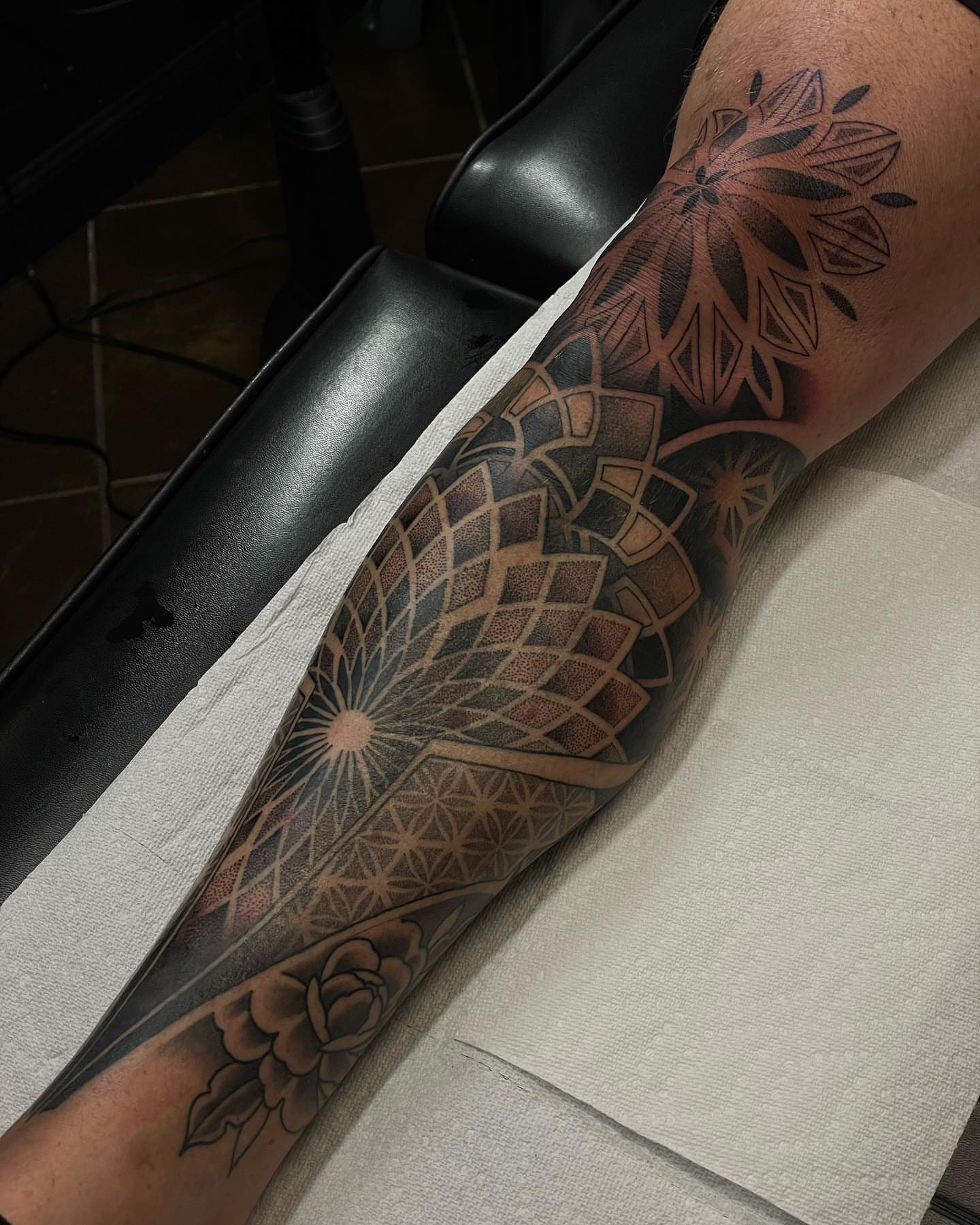 Geometric mandala geometric tattoo on the forearm by Jesse (Dreadzilla)