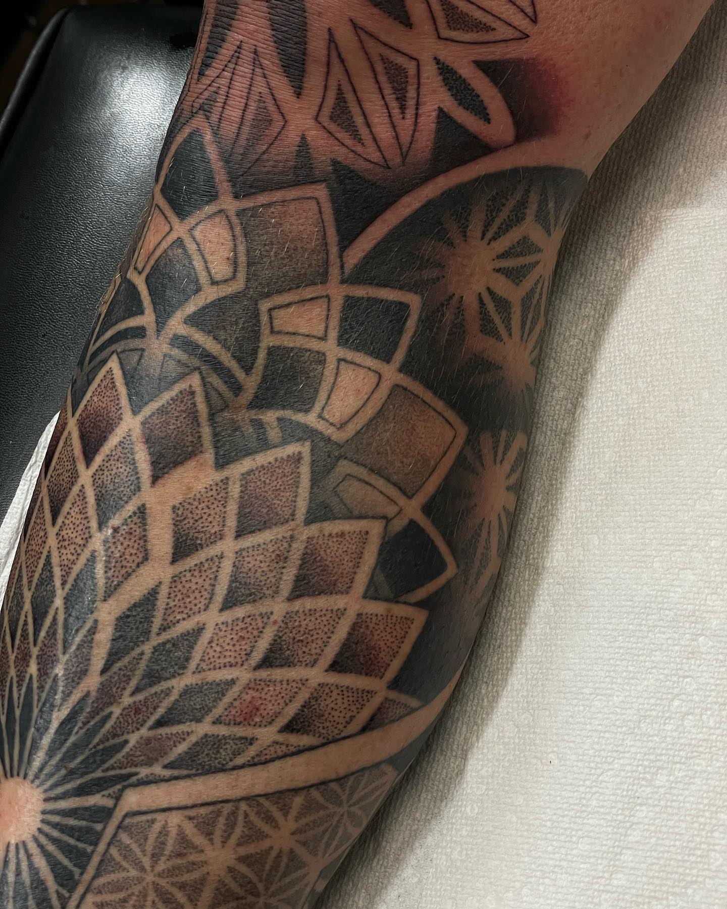 Geometric pattern geometric tattoo on the forearm by Jesse (Dreadzilla)