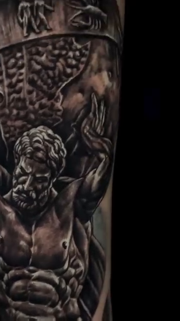 Atlas holding the world realism tattoo by James Moyer
