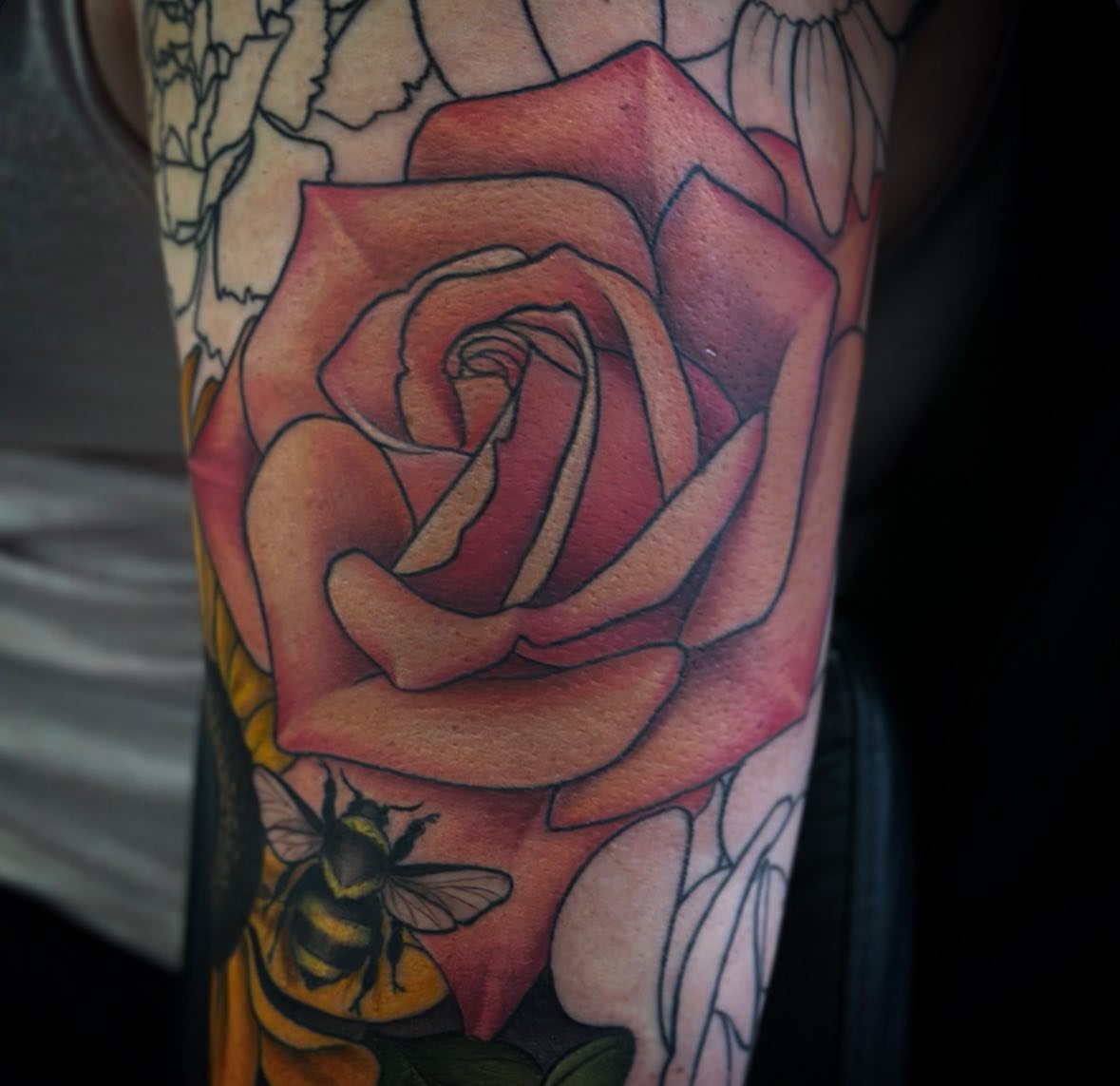 Rose realism tattoo on the forearm by audi