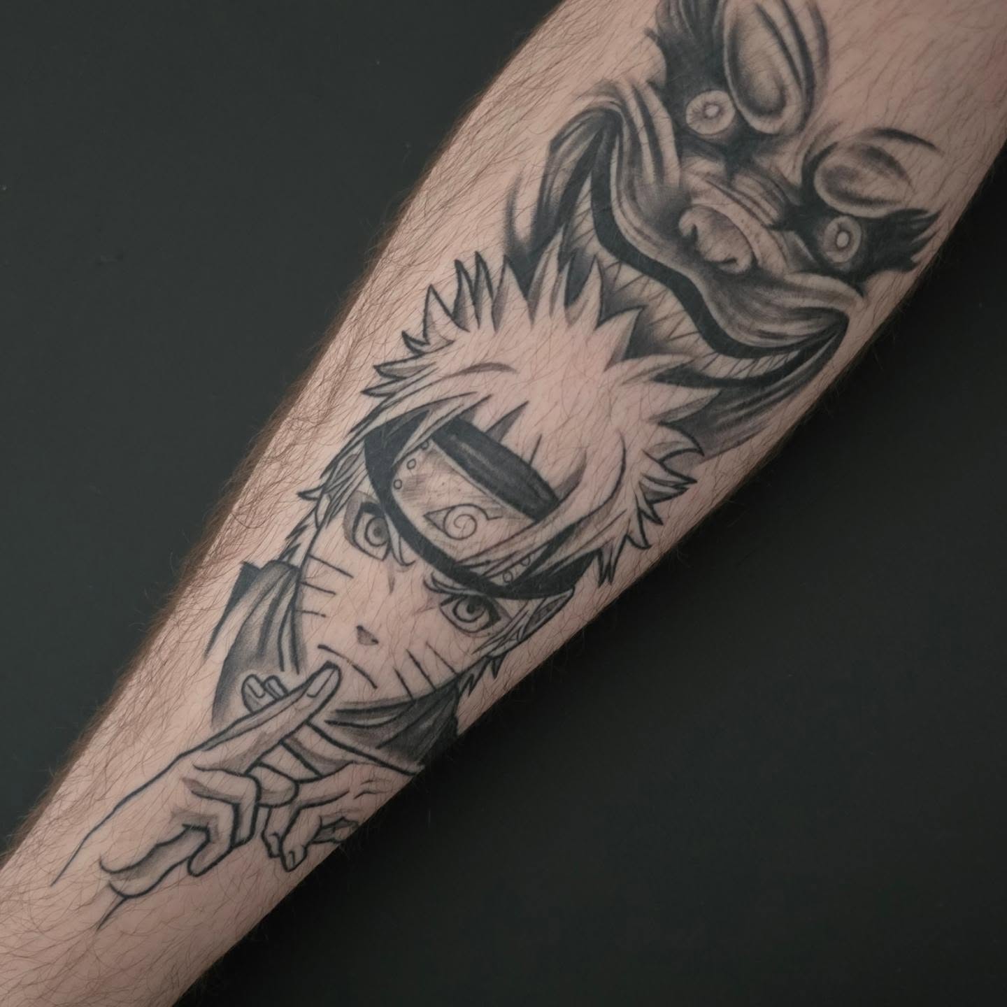 Naruto anime tattoo on the forearm by Lynx, Cincinnati, Ohio