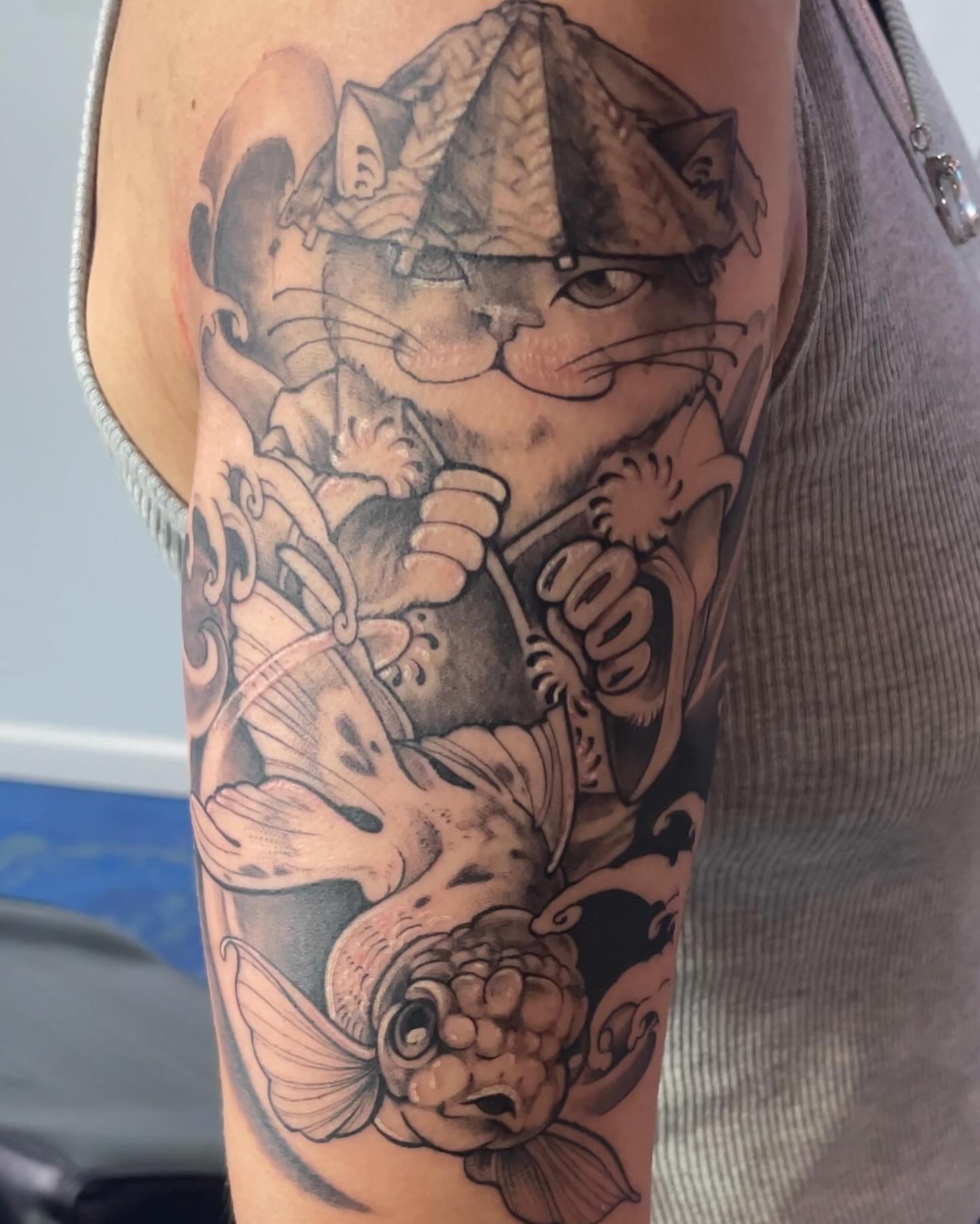 Tattoo by @robinyublind — black_and_grey, japanese_irezumi