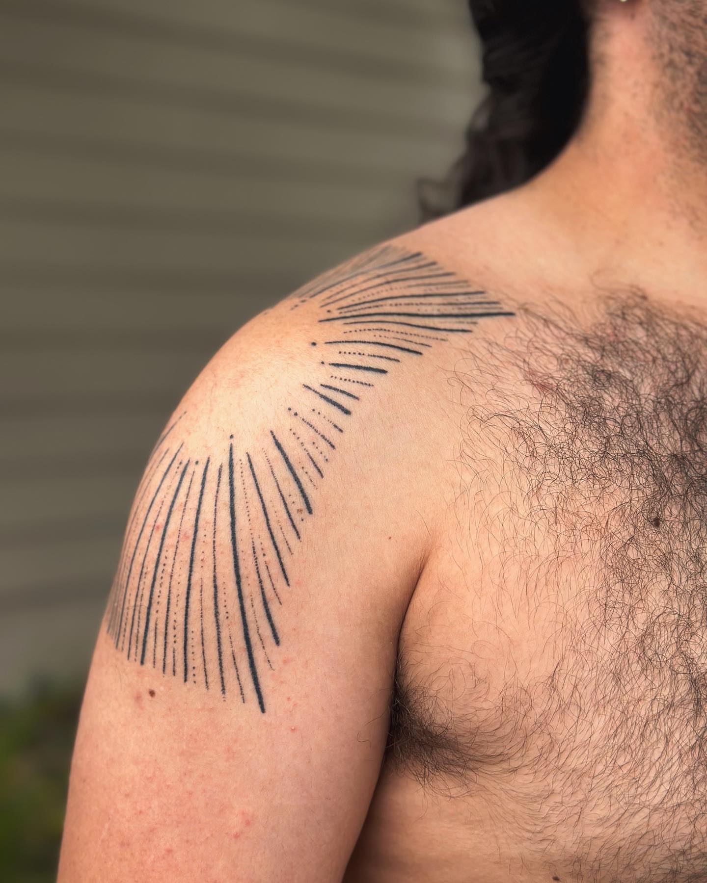 Abstract pattern dotwork tattoo on the shoulder by Gaya