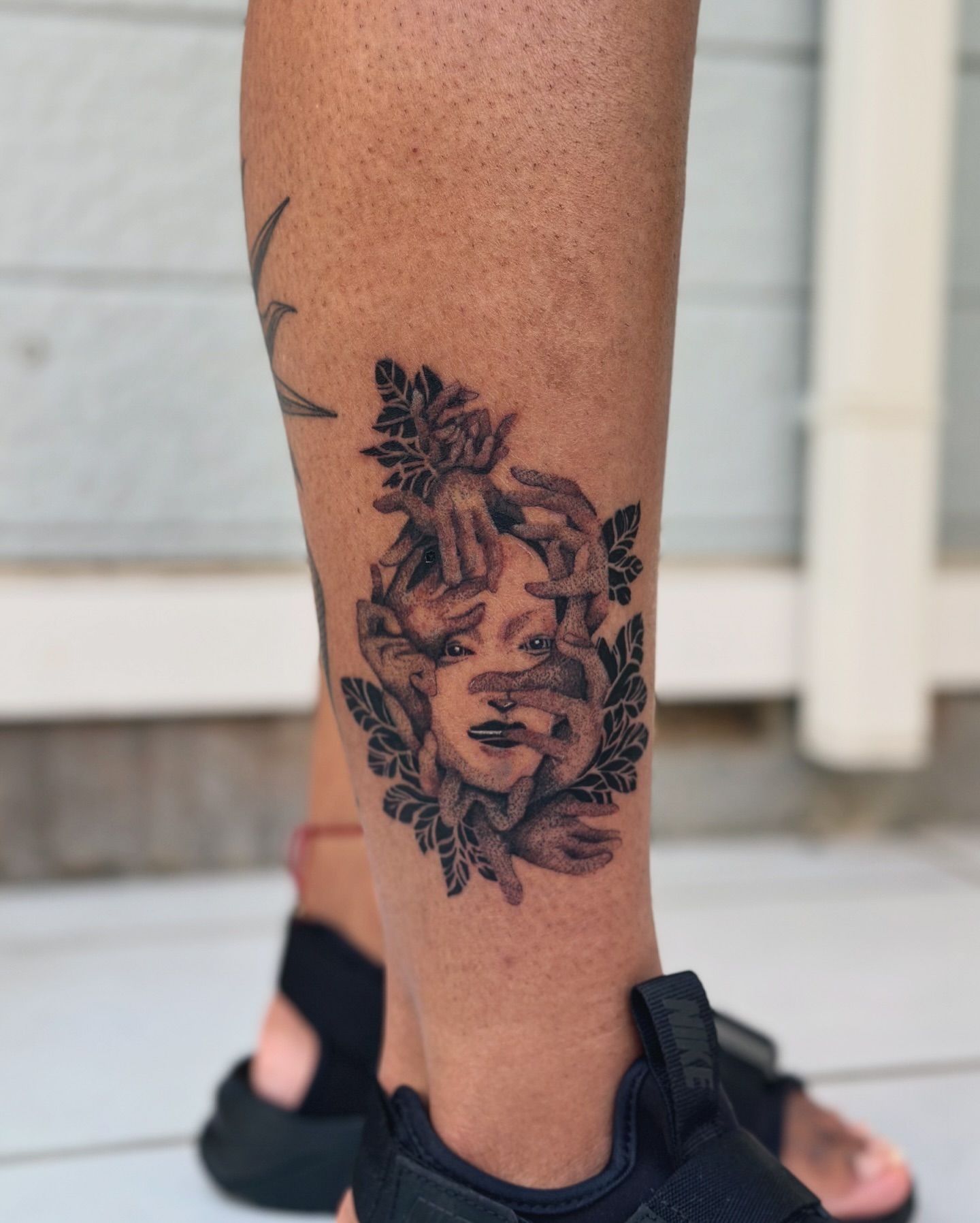 Tattoo by @kuropink_tattoo — black_and_grey