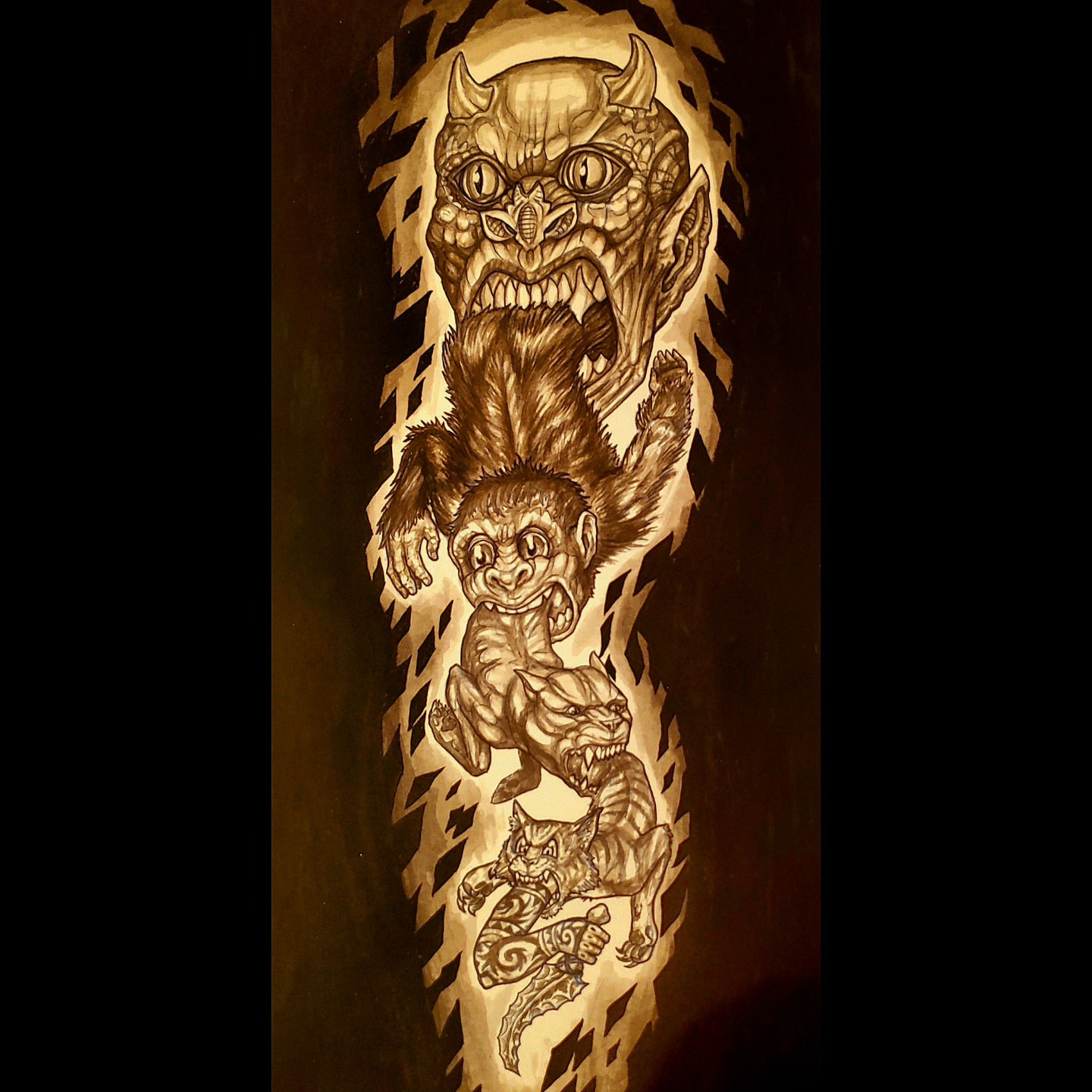 Tattoo by @fricke_tattoo — dark_realism, black_and_grey