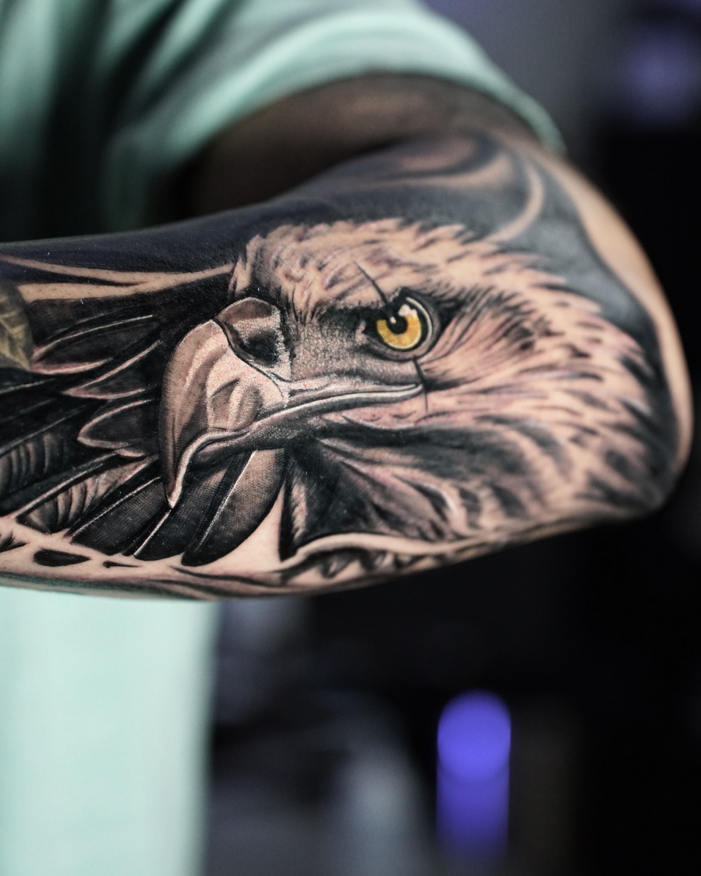 Eagle realism tattoo on the forearm by Alejo Ibanez Tattoo