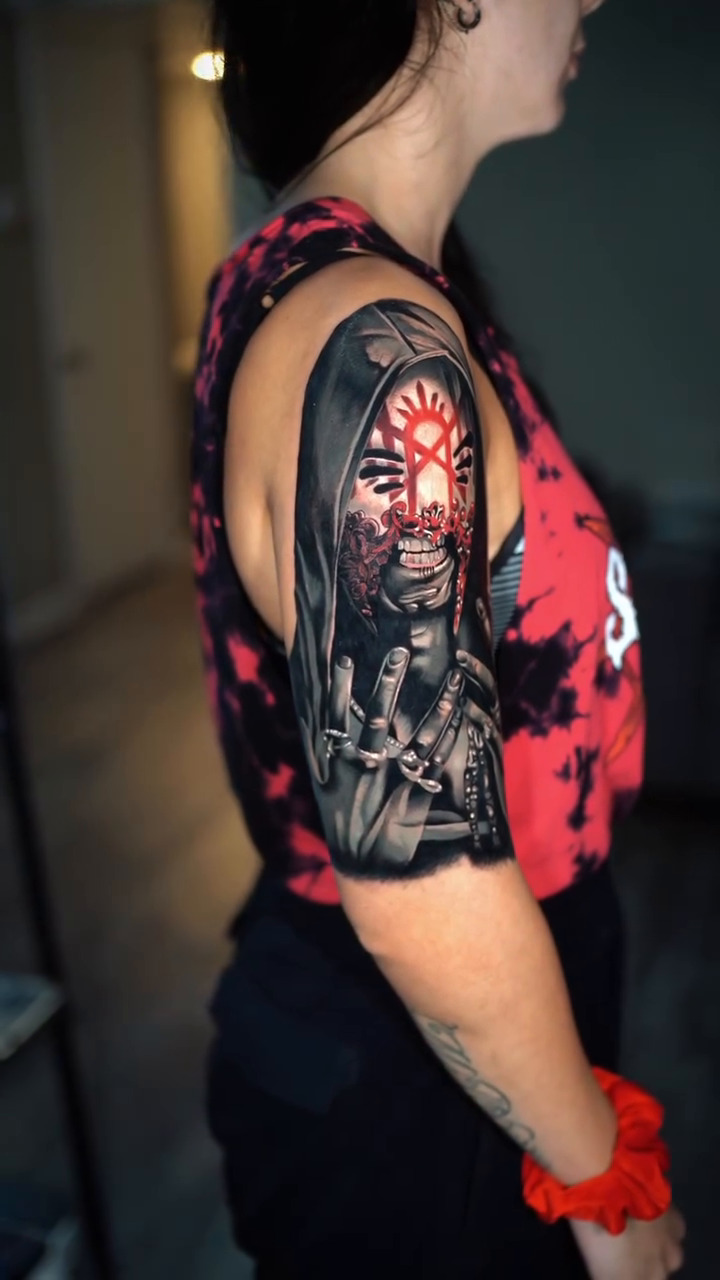 Tattoo by @saekone1 — dark_realism, black_and_grey