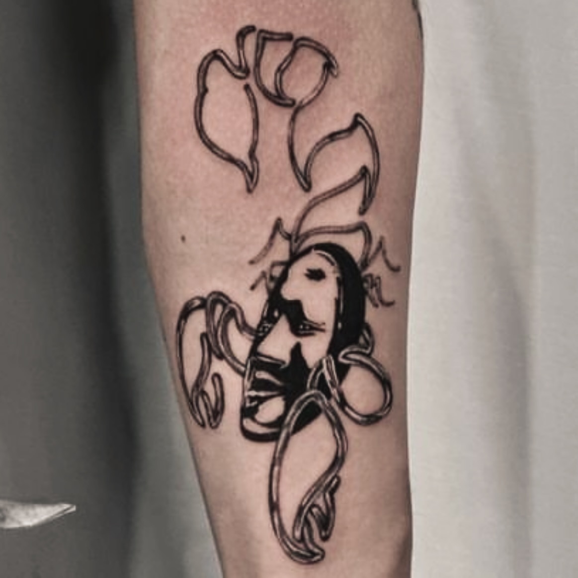 Tattoo by @kuropink_tattoo — black_and_grey