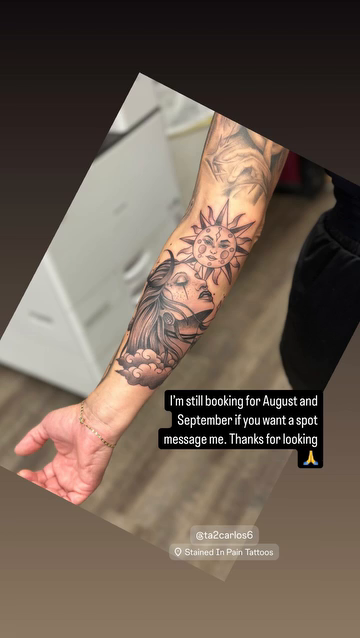 Sun and moon geometric tattoo by Juan c munoz jr, Chicago, Illinois