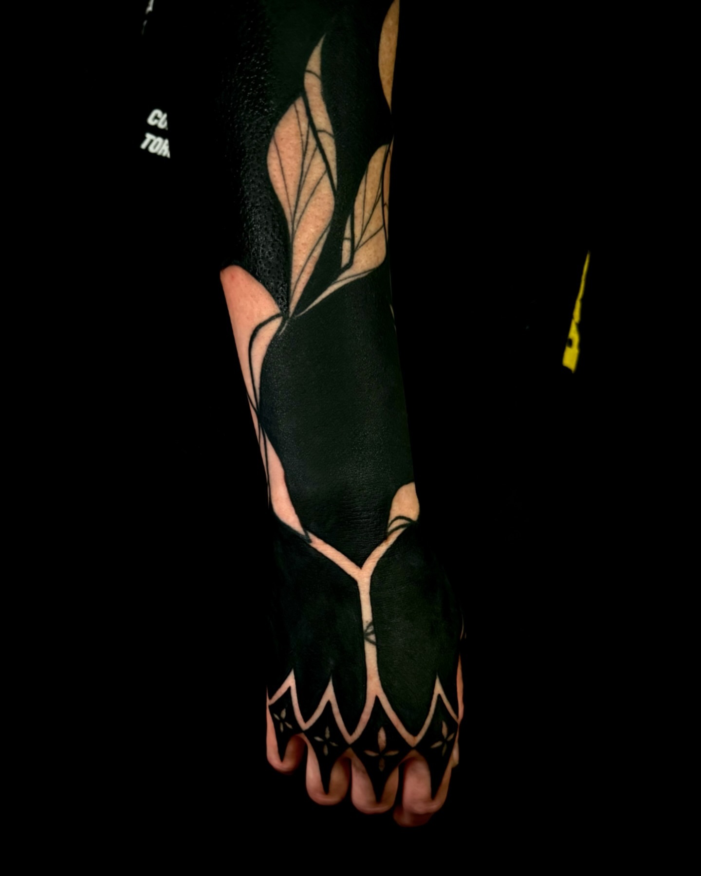 Abstract geometric pattern geometric tattoo on the hand by Sweets, Nashville, Tennessee