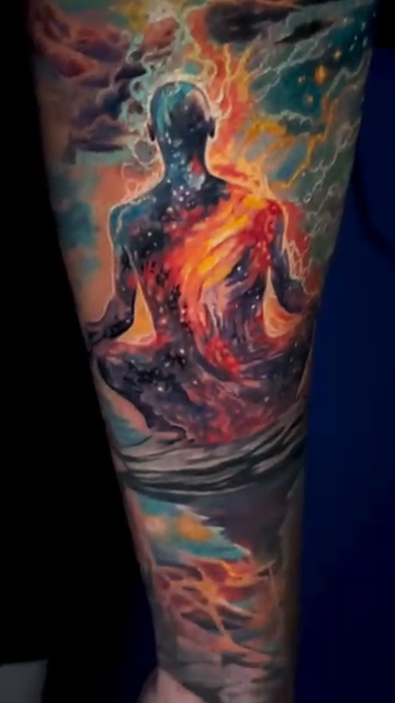 Cosmic meditation realism tattoo by James Moyer