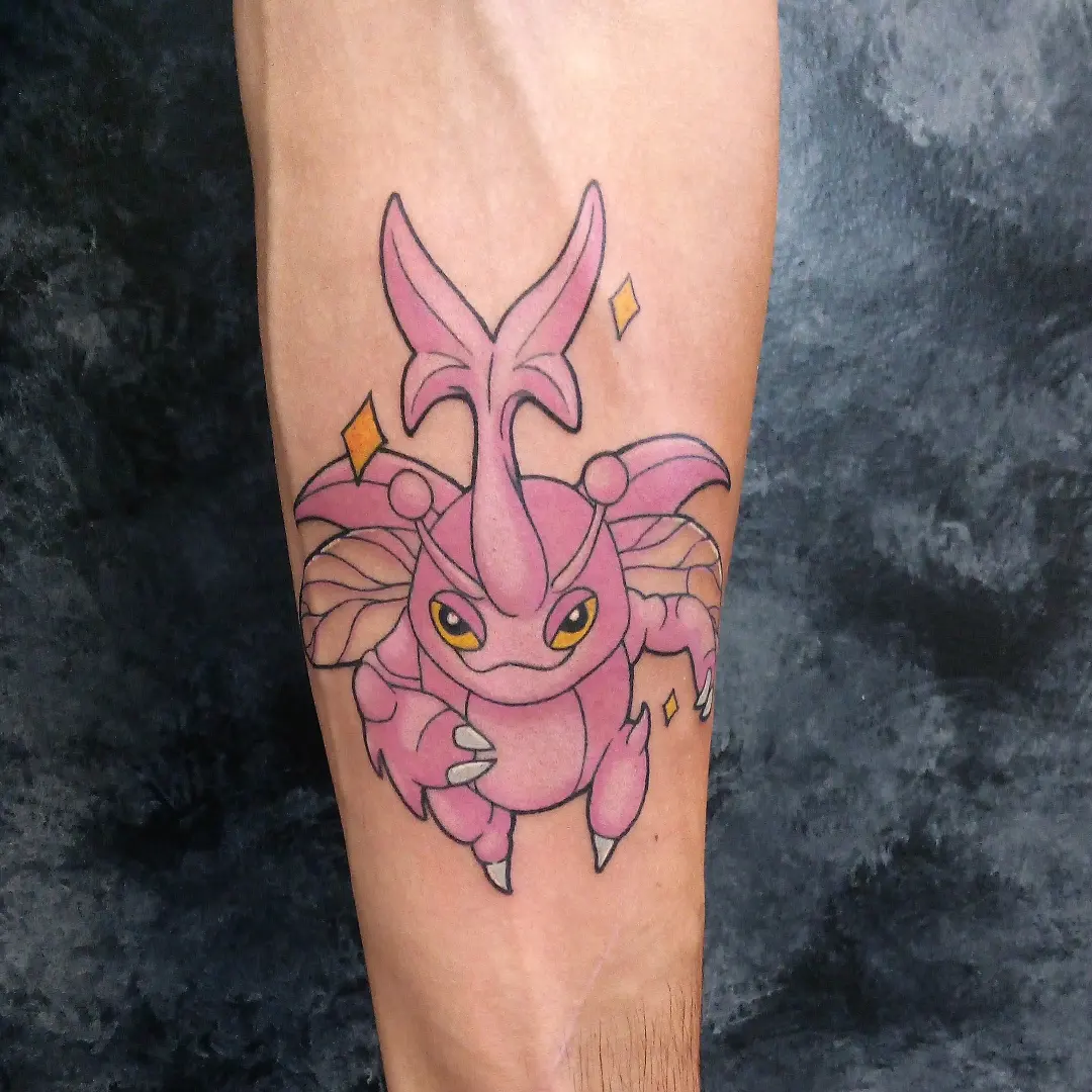 Gengar dotwork tattoo on the forearm by Cassandra Davis