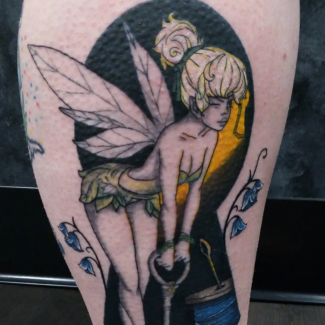 Fairy neo-traditional tattoo on the forearm by Cassandra Davis