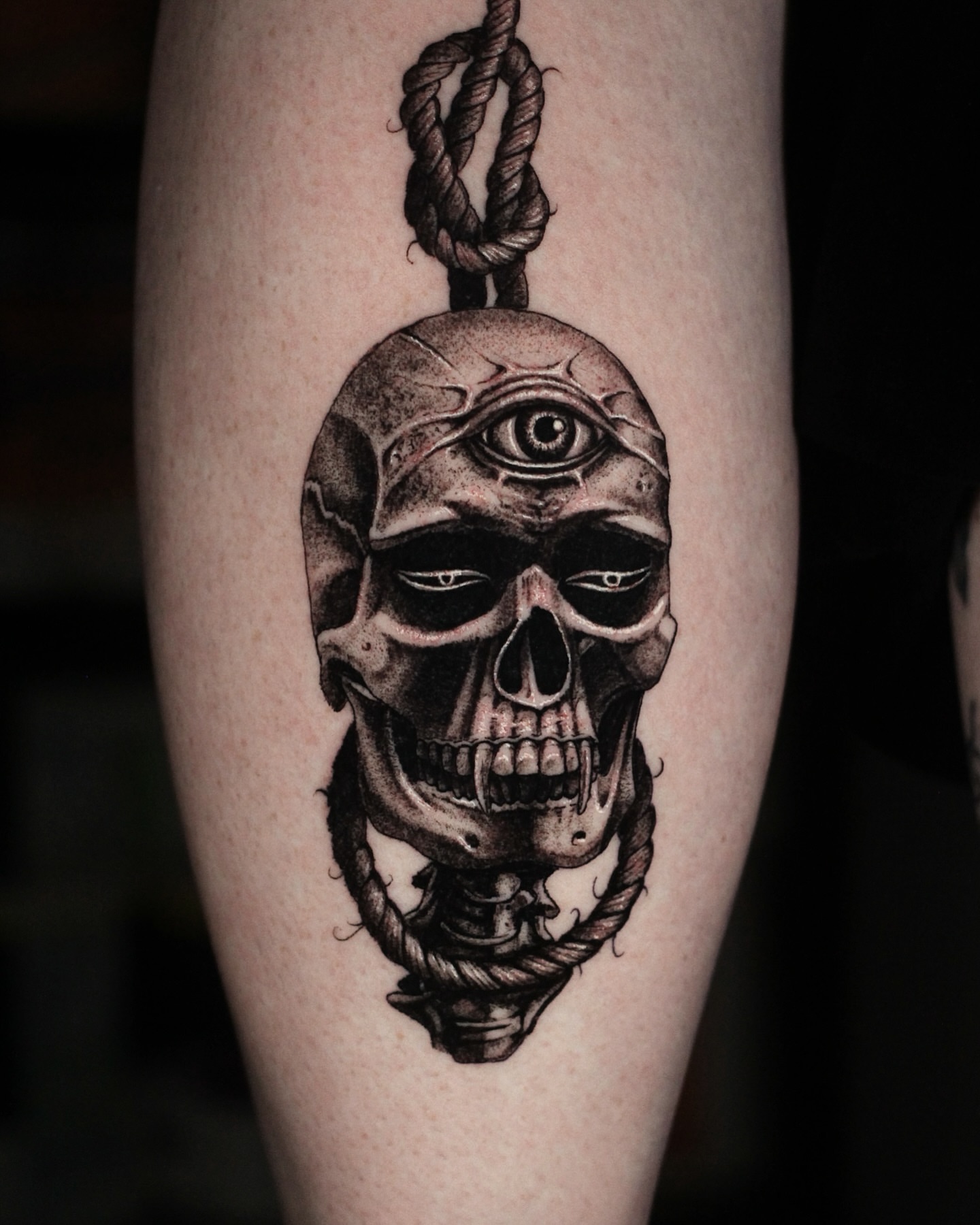 Skull realism tattoo on the forearm by H.black