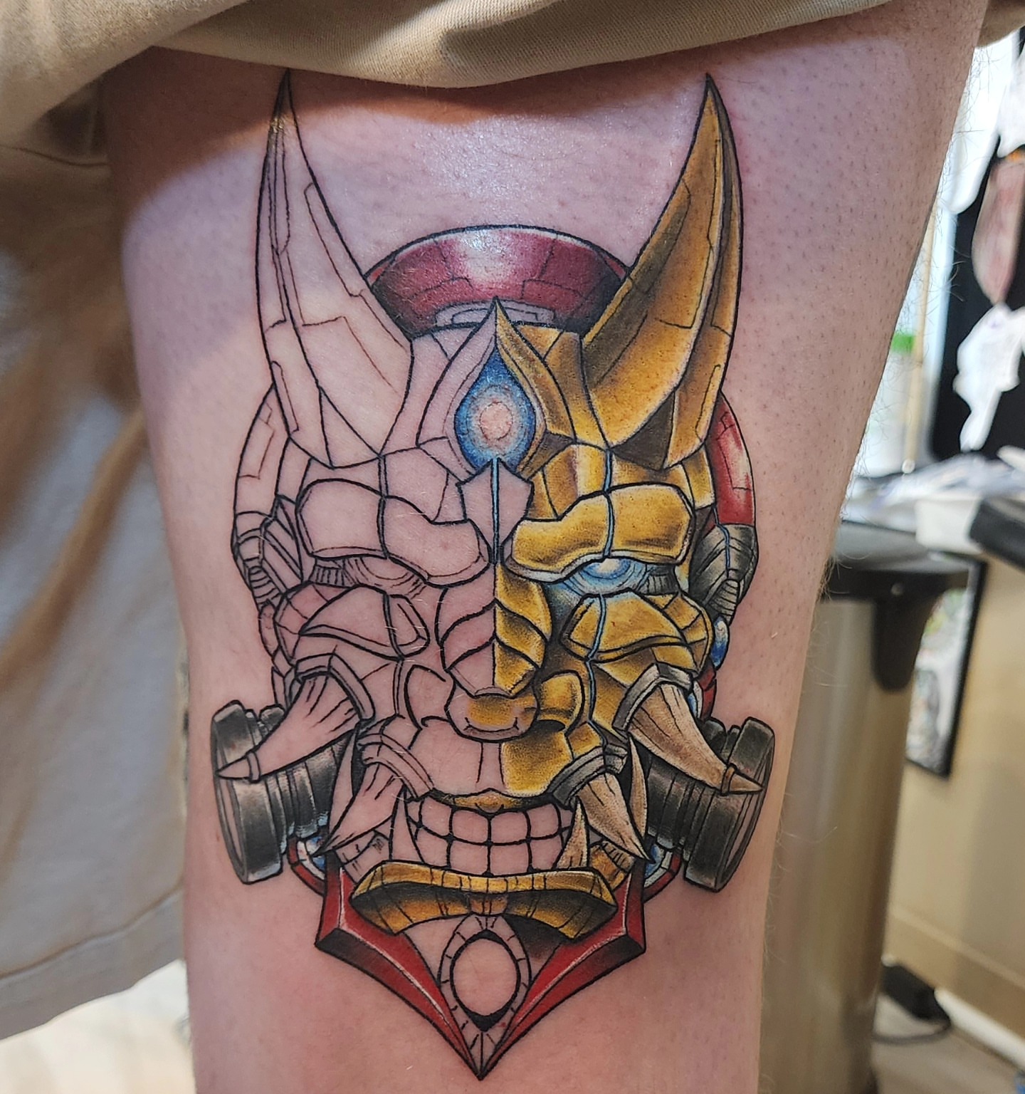 Tattoo by @danielrbedard — geometric, anime