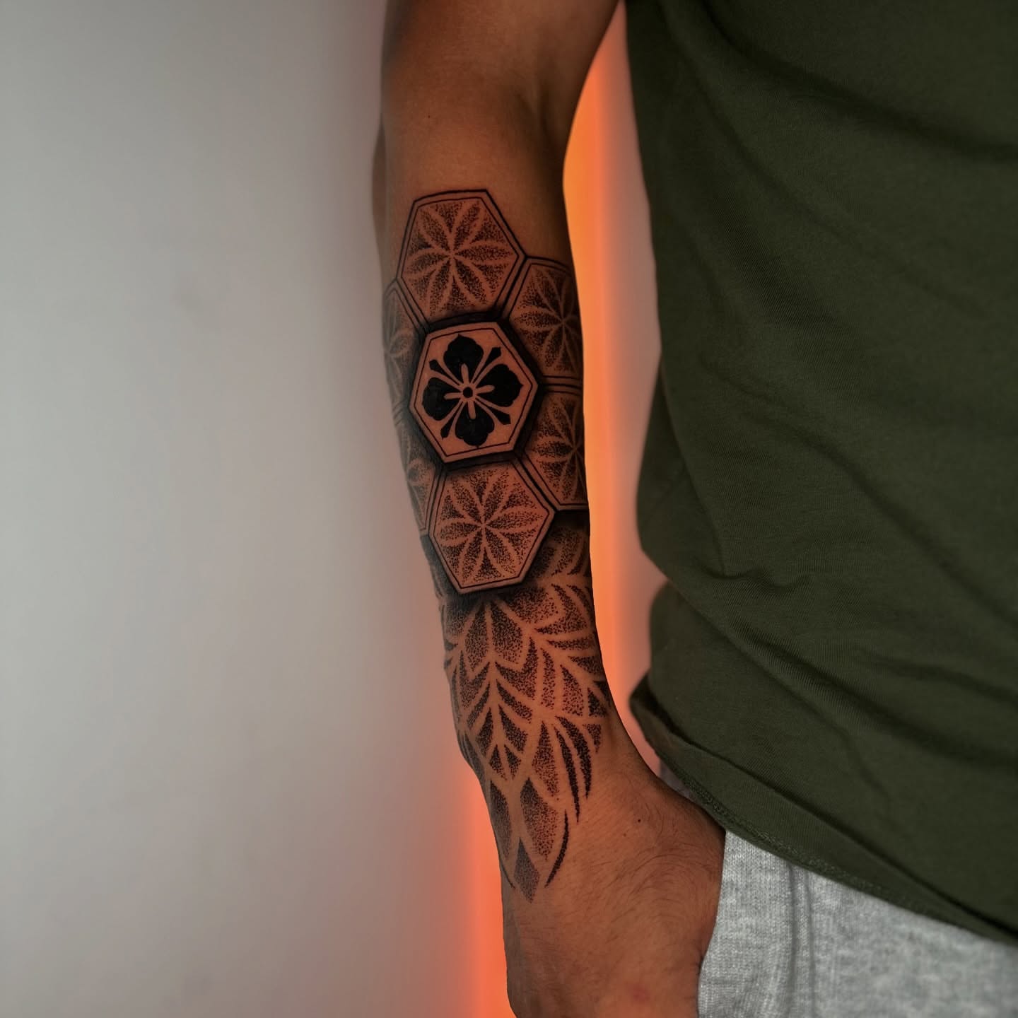 Tattoo by @romanostattoo — dotwork, geometric