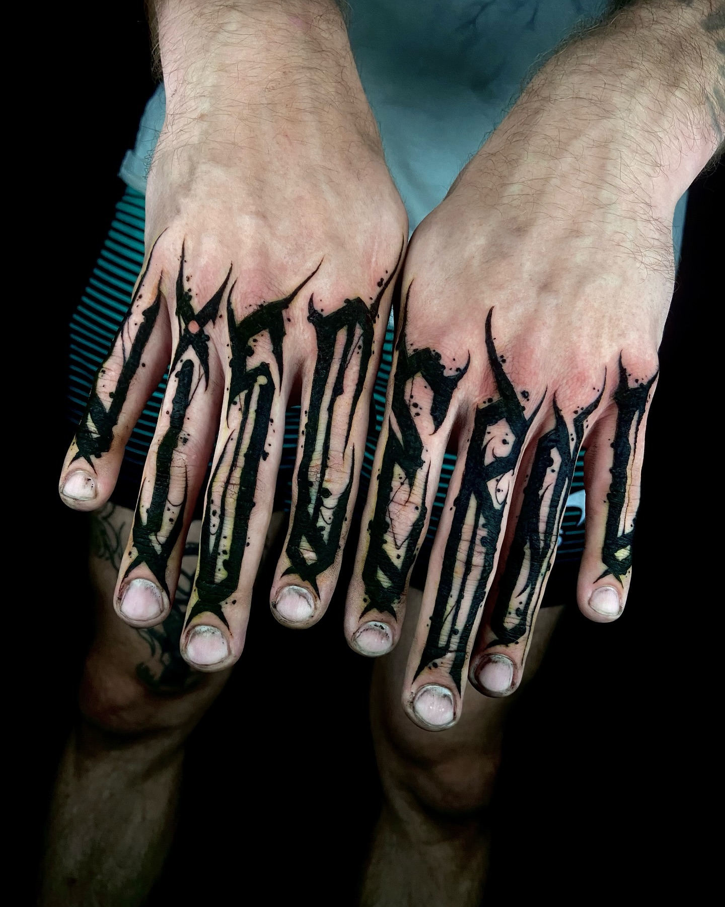 Abstract pattern blackwork tattoo on the hand by Nathan
