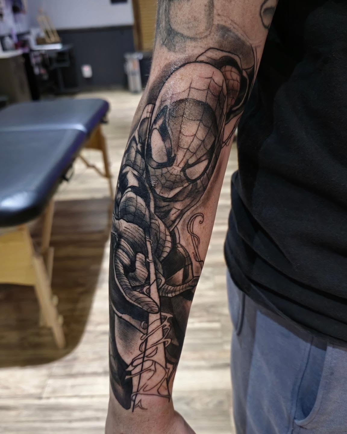 Spider realism tattoo on the forearm by Cody Lambert