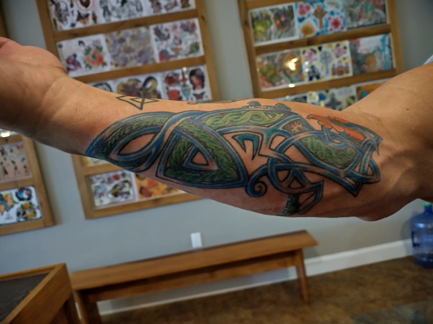 Abstract design geometric tattoo on the forearm by Matt Williamson