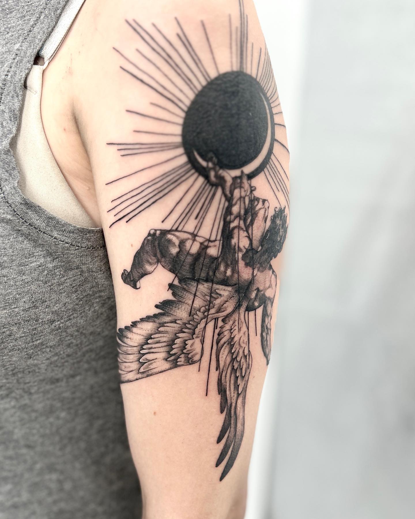 Tattoo by @notmarytattoos — black_and_grey, realism