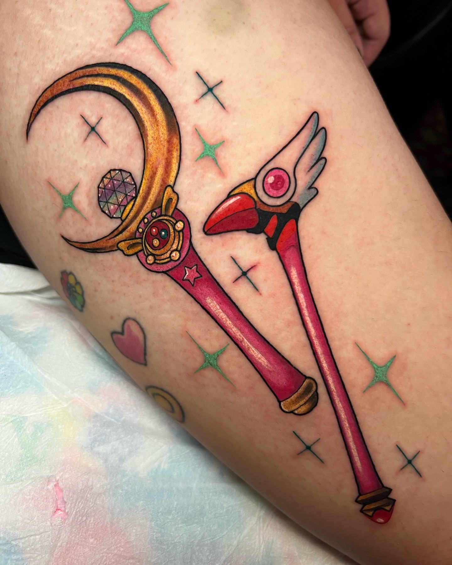 Magic wands American traditional tattoo on the forearm by ๐ฎ๐๐๐๐๐๐