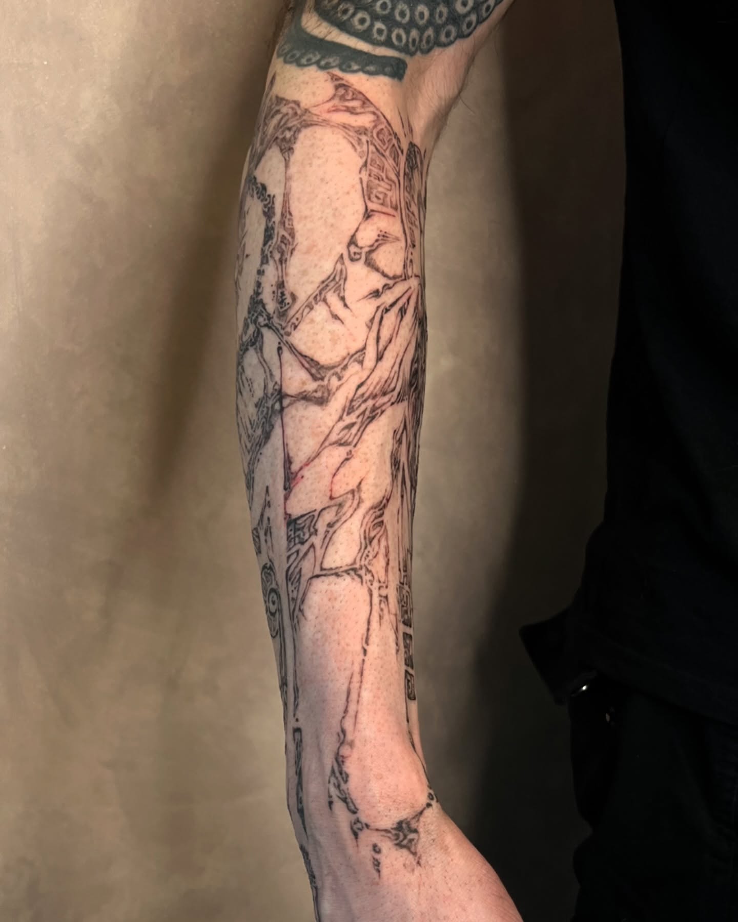 Tattoo by @orbritual — black_and_grey