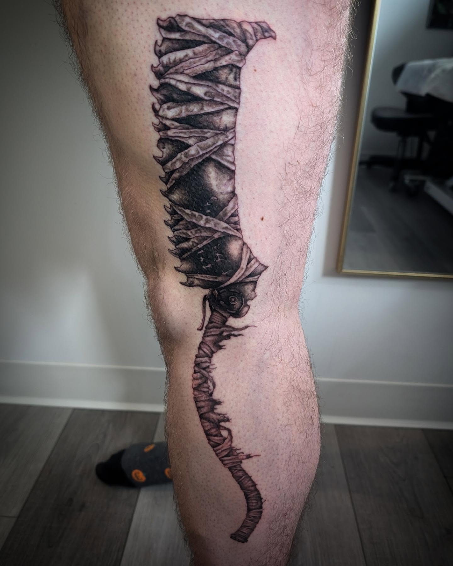 Tattoo by @cabinfevertattoo — black_and_grey, realism