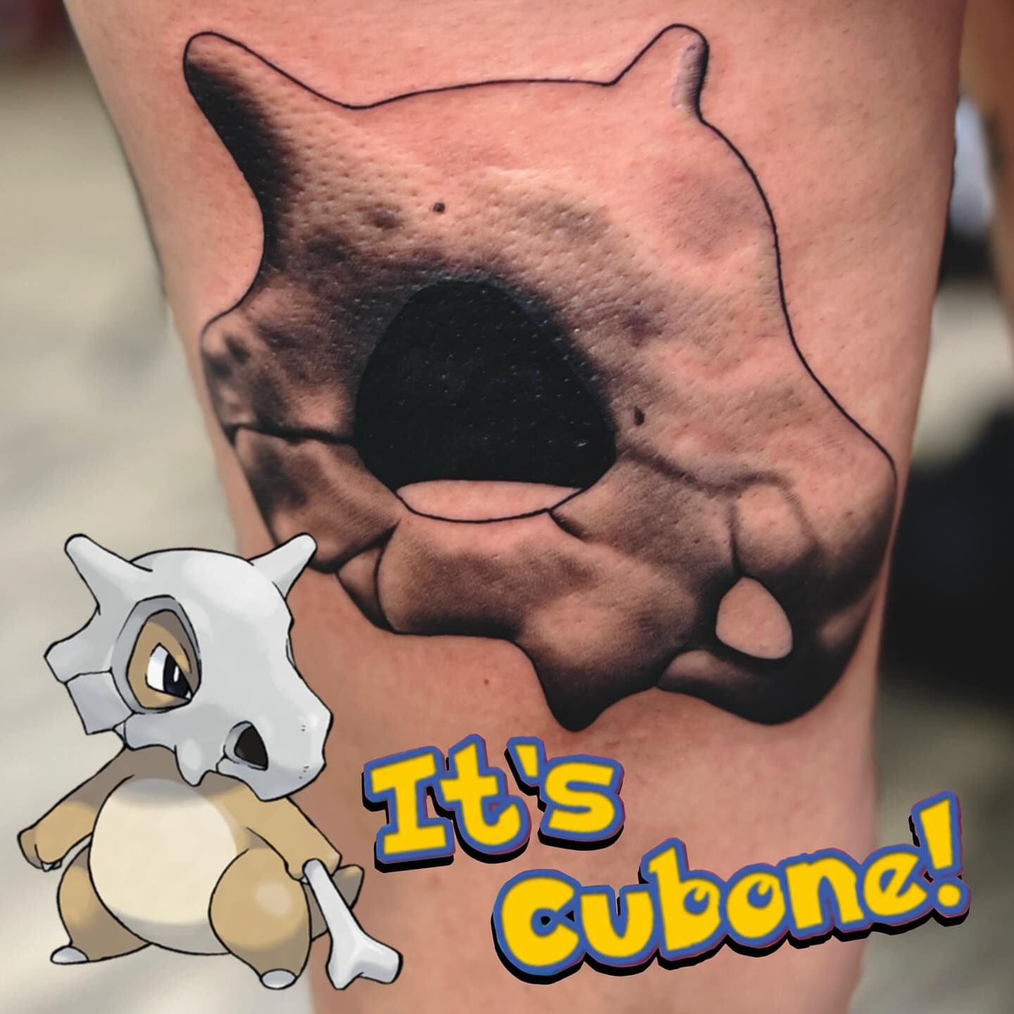 Cubone realism tattoo on the forearm by Dustin Quillen Tattoo Artist, Campbellsville, Kentucky