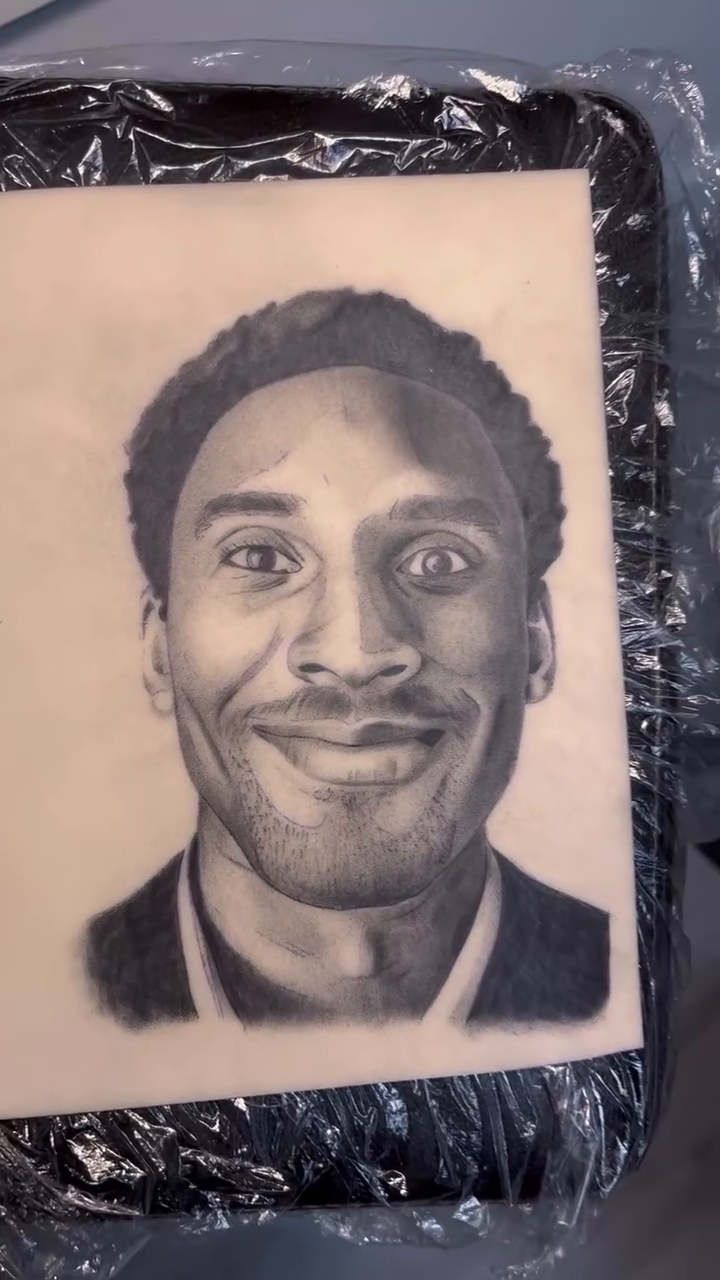 Kobe Bryant portrait realism tattoo by Denver Tattoo Artist