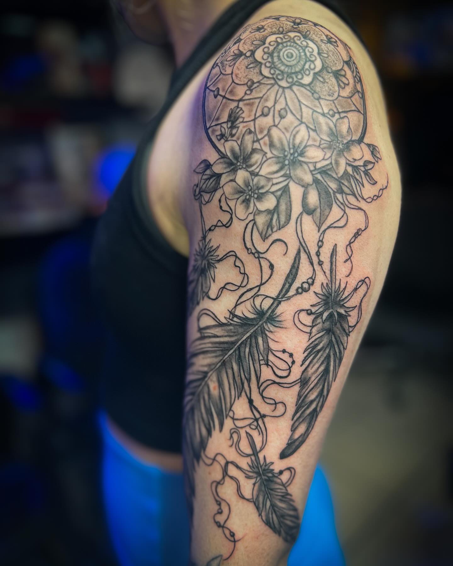 Tattoo by @joeyspindlertattoos — black_and_grey, geometric