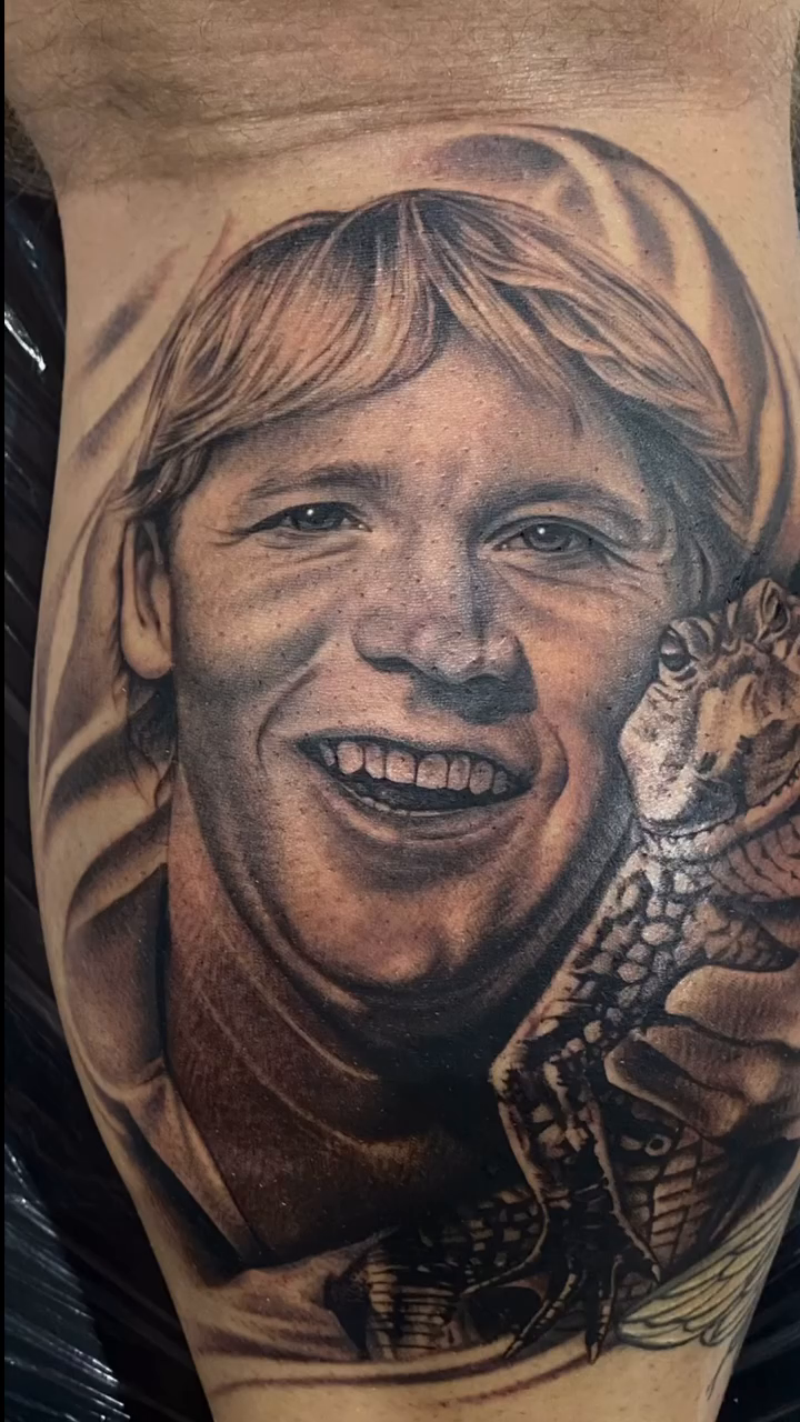 Man and crocodile realism tattoo by Las Vegas tattoo Artist