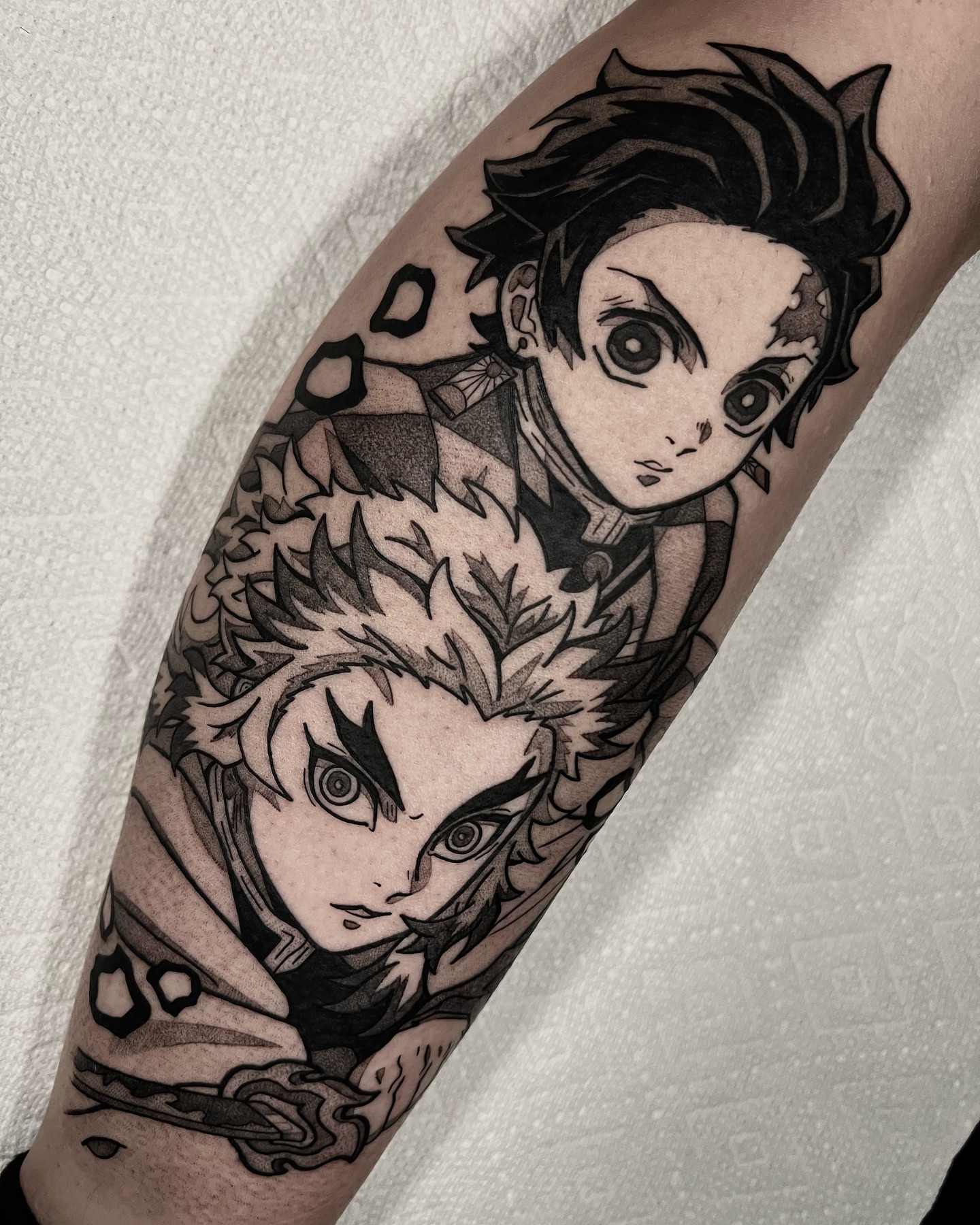 Tattoo by @bingtattoos — black_and_grey, anime